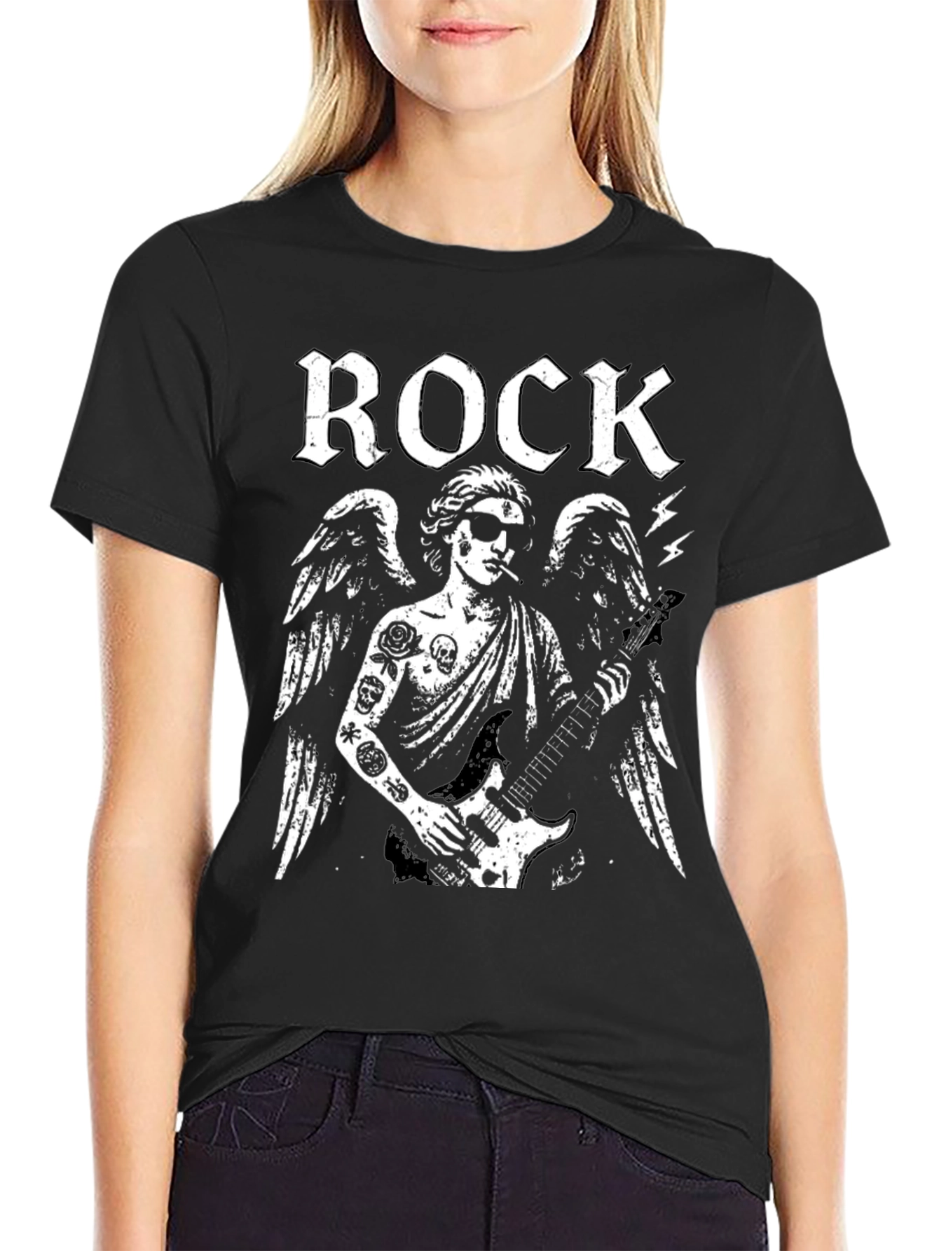 Rock Angel Graphic Tee - Black