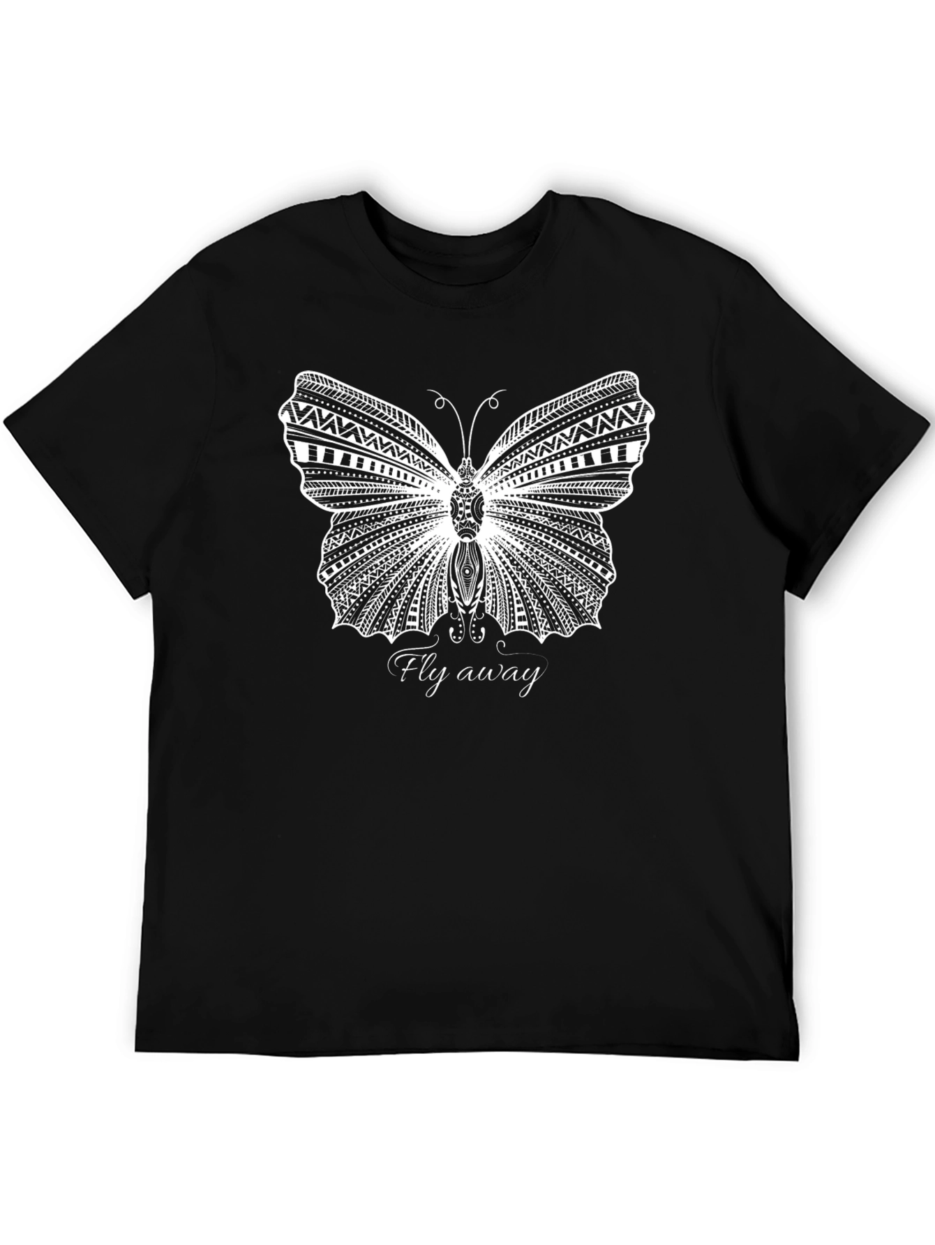 Butterfly Graphic Print Tee - Fly Away Black T-Shirt