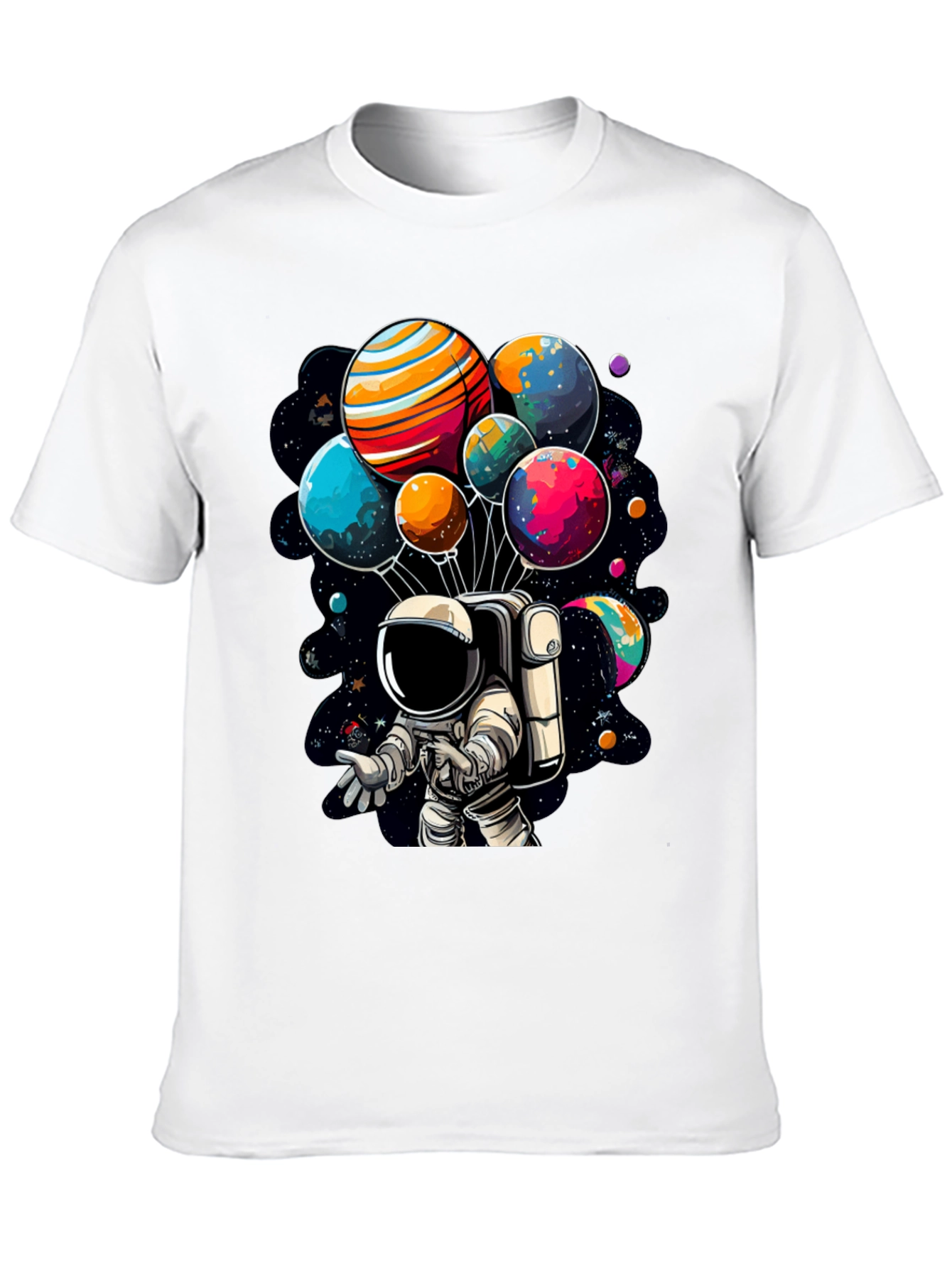 Astronaut Planet Balloon Graphic T-Shirt