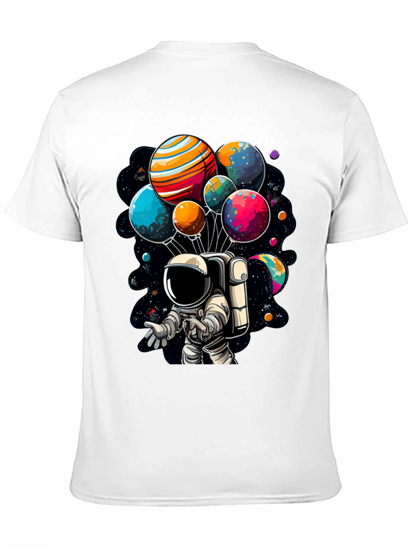 Astronaut Planet Balloon Graphic T-Shirt