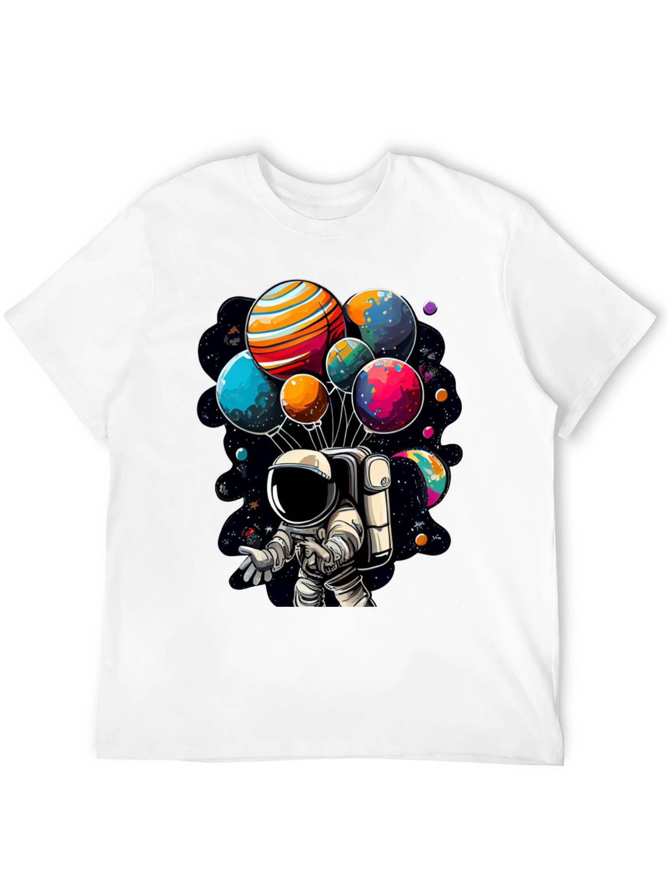 Astronaut Planet Balloon Graphic T-Shirt