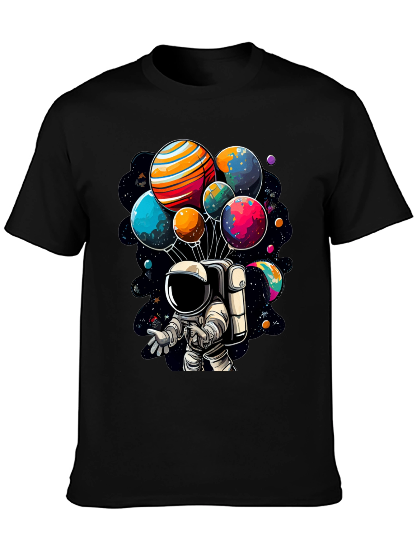Astronaut Planet Balloon Graphic T-Shirt