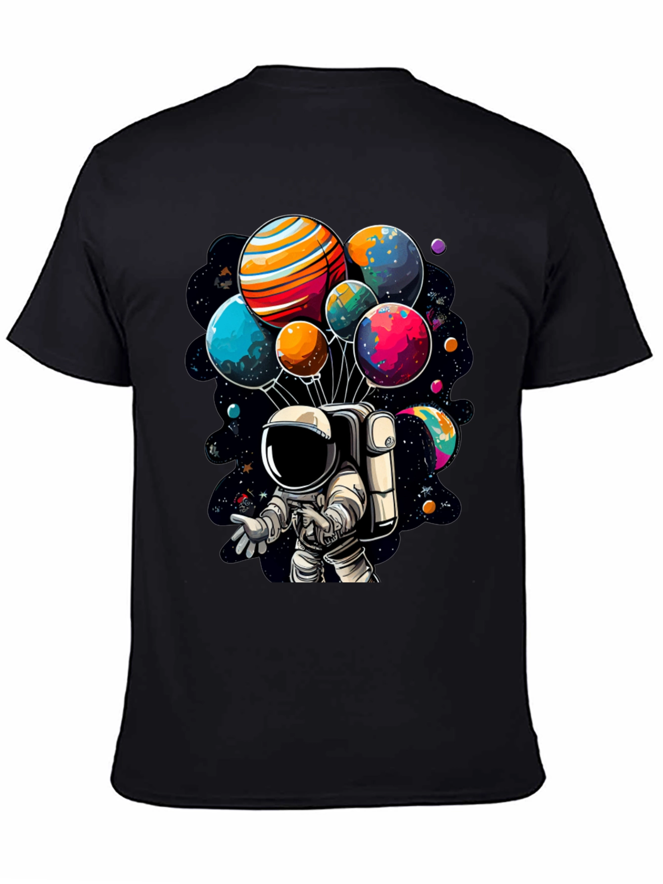 Astronaut Planet Balloon Graphic T-Shirt
