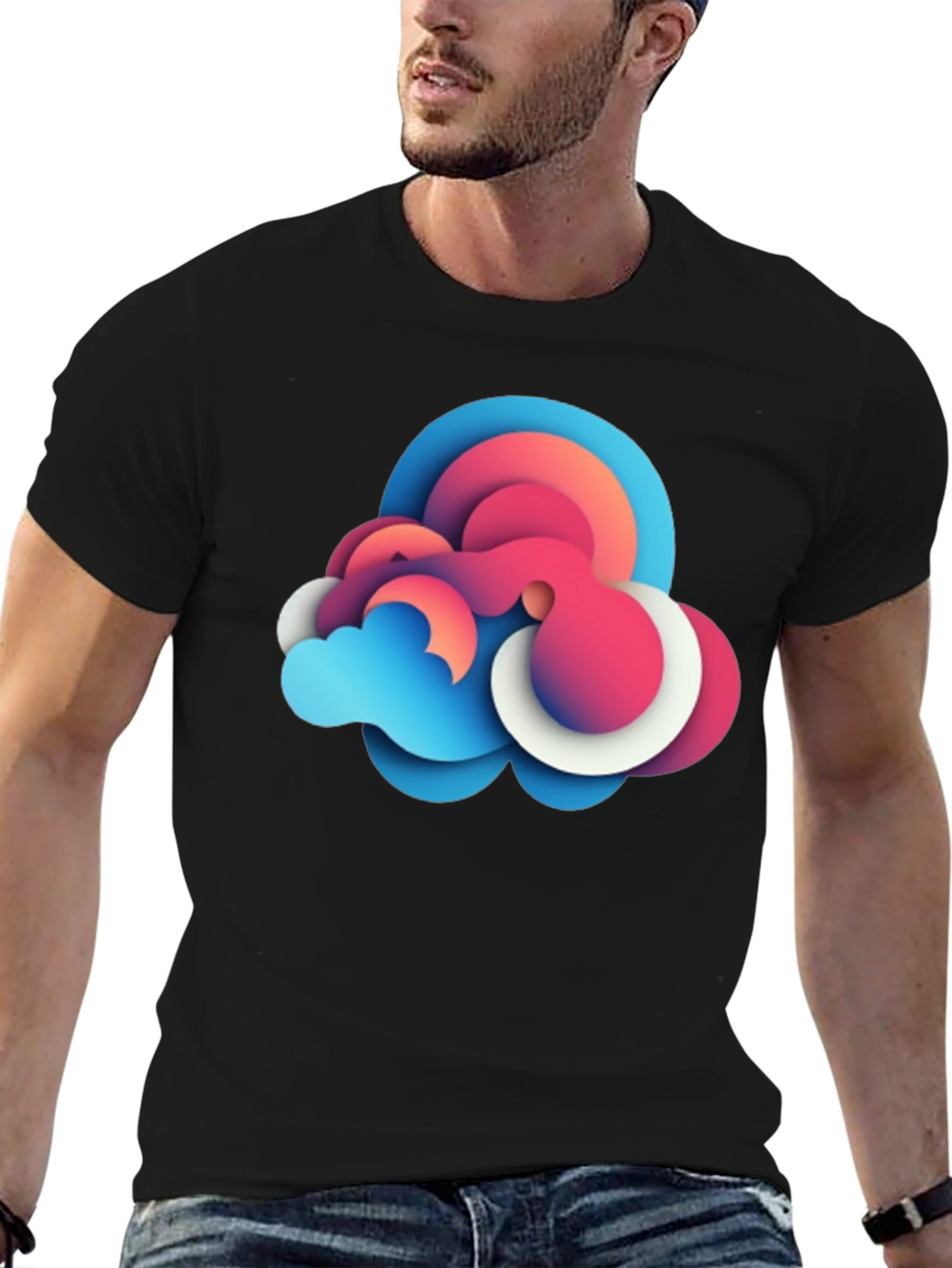 Abstract Cloud Graphic Tee - Modern Design