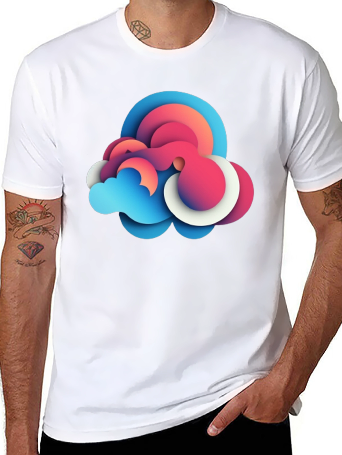 Abstract Cloud Graphic Tee - Modern Design