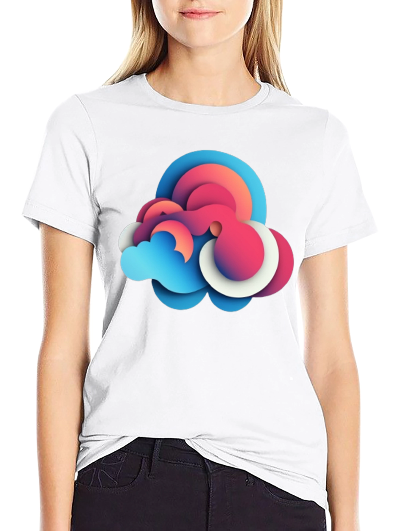 Abstract Cloud Graphic Tee - Modern Design