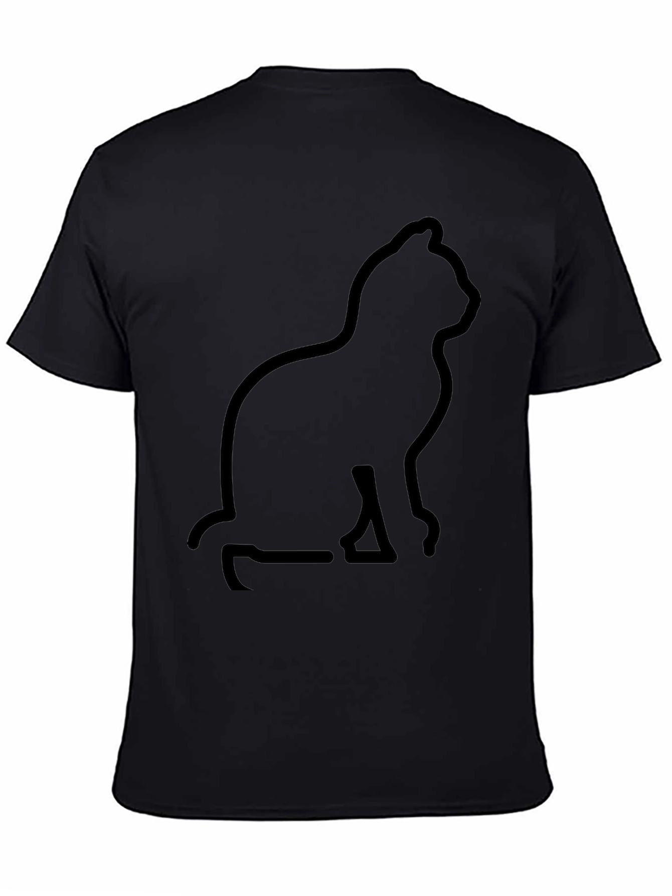 Cat Silhouette Graphic Black T-Shirt