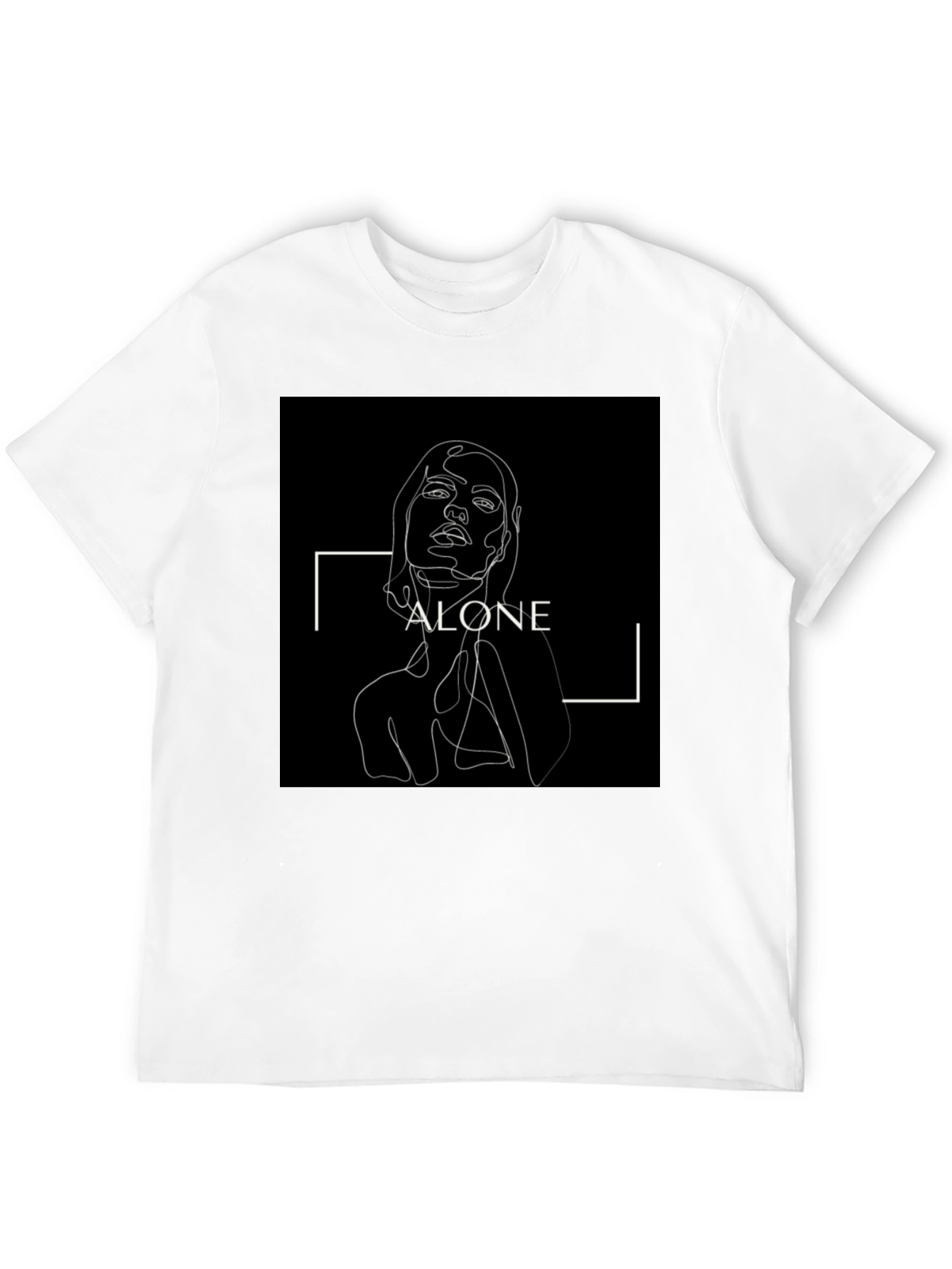Minimalist Alone Graphic Print Black T-Shirt