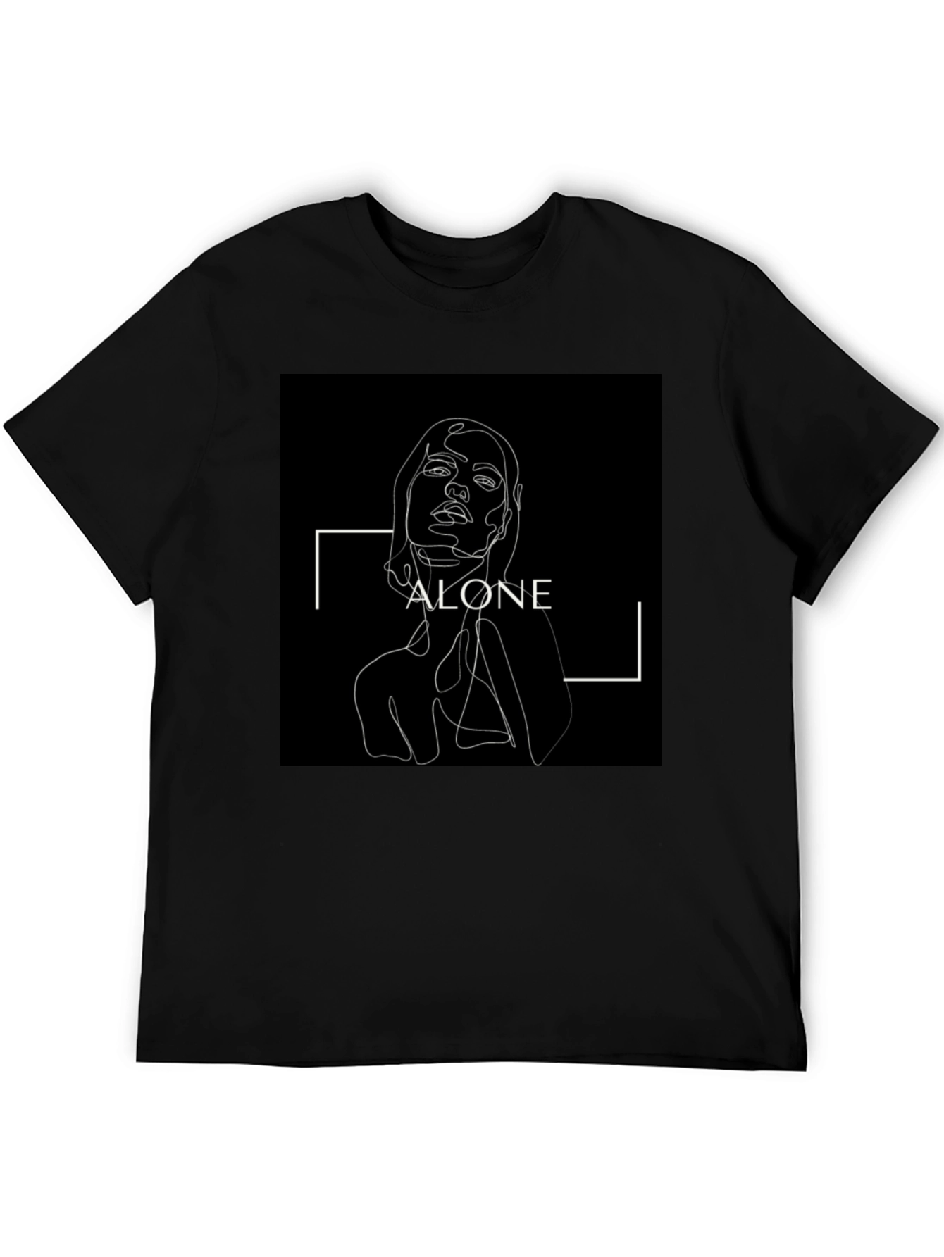 Minimalist Alone Graphic Print Black T-Shirt