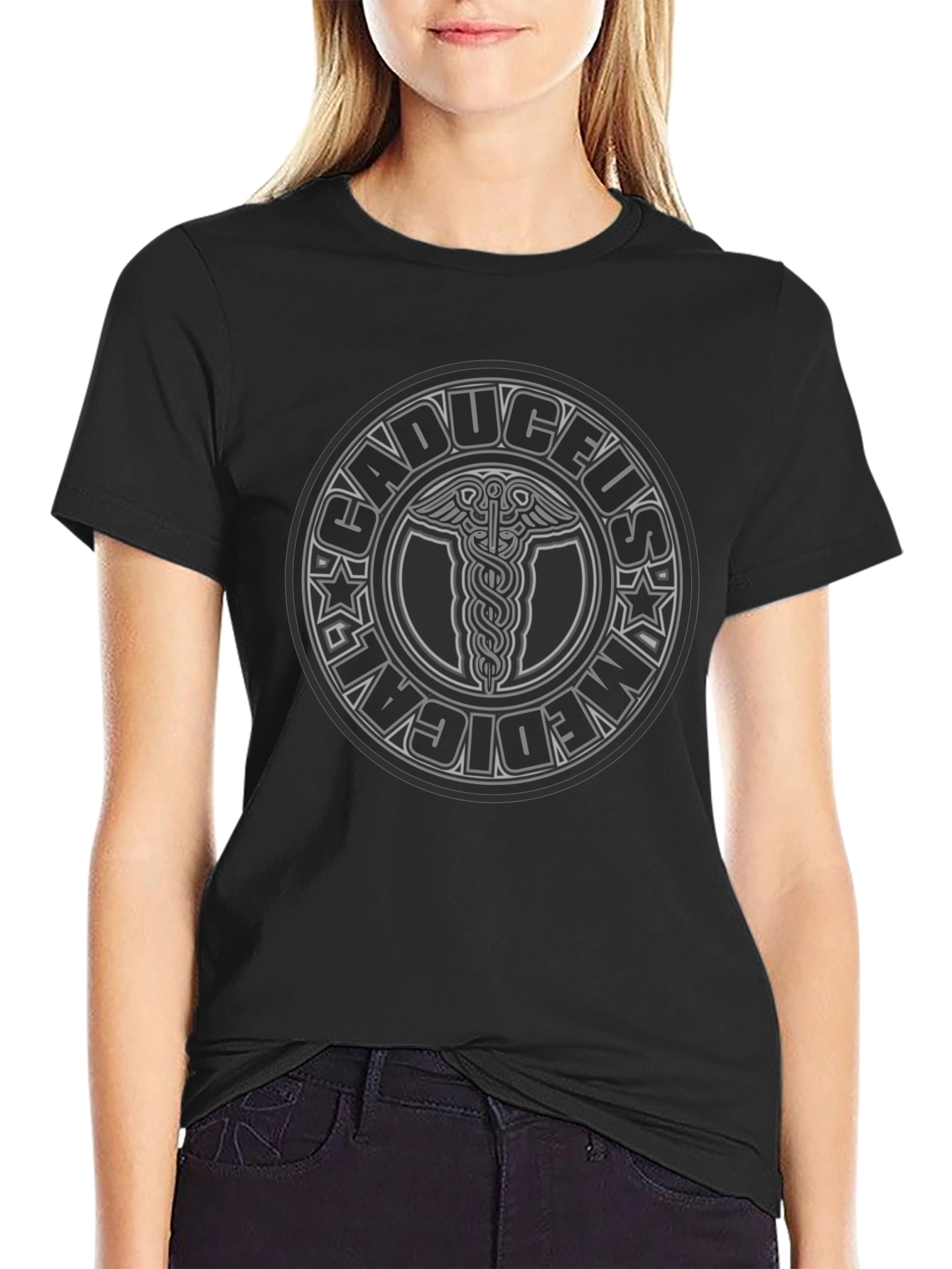 Caduceus Medical T-Shirt - Black Graphic Tee