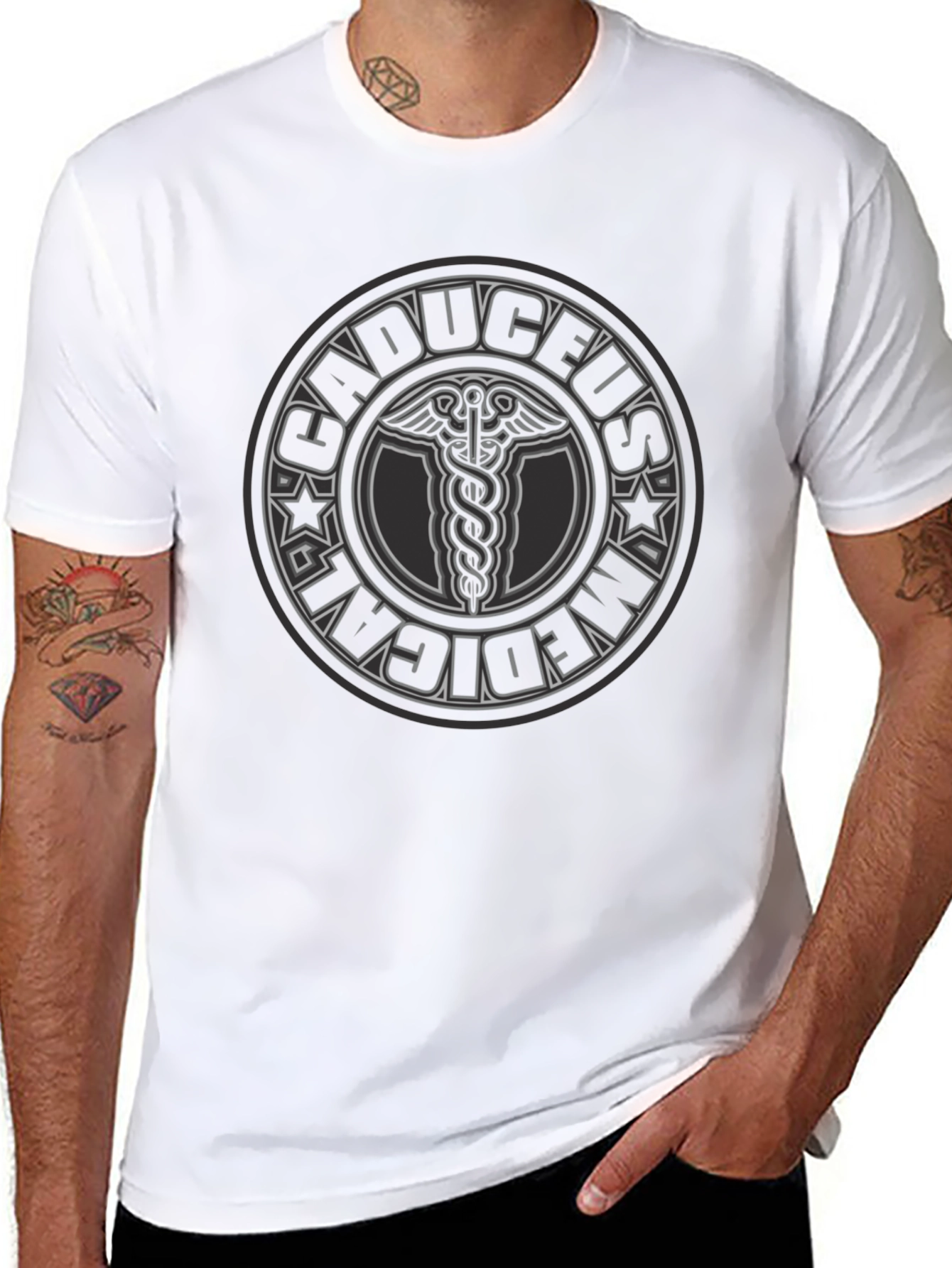 Caduceus Medical T-Shirt - Black Graphic Tee