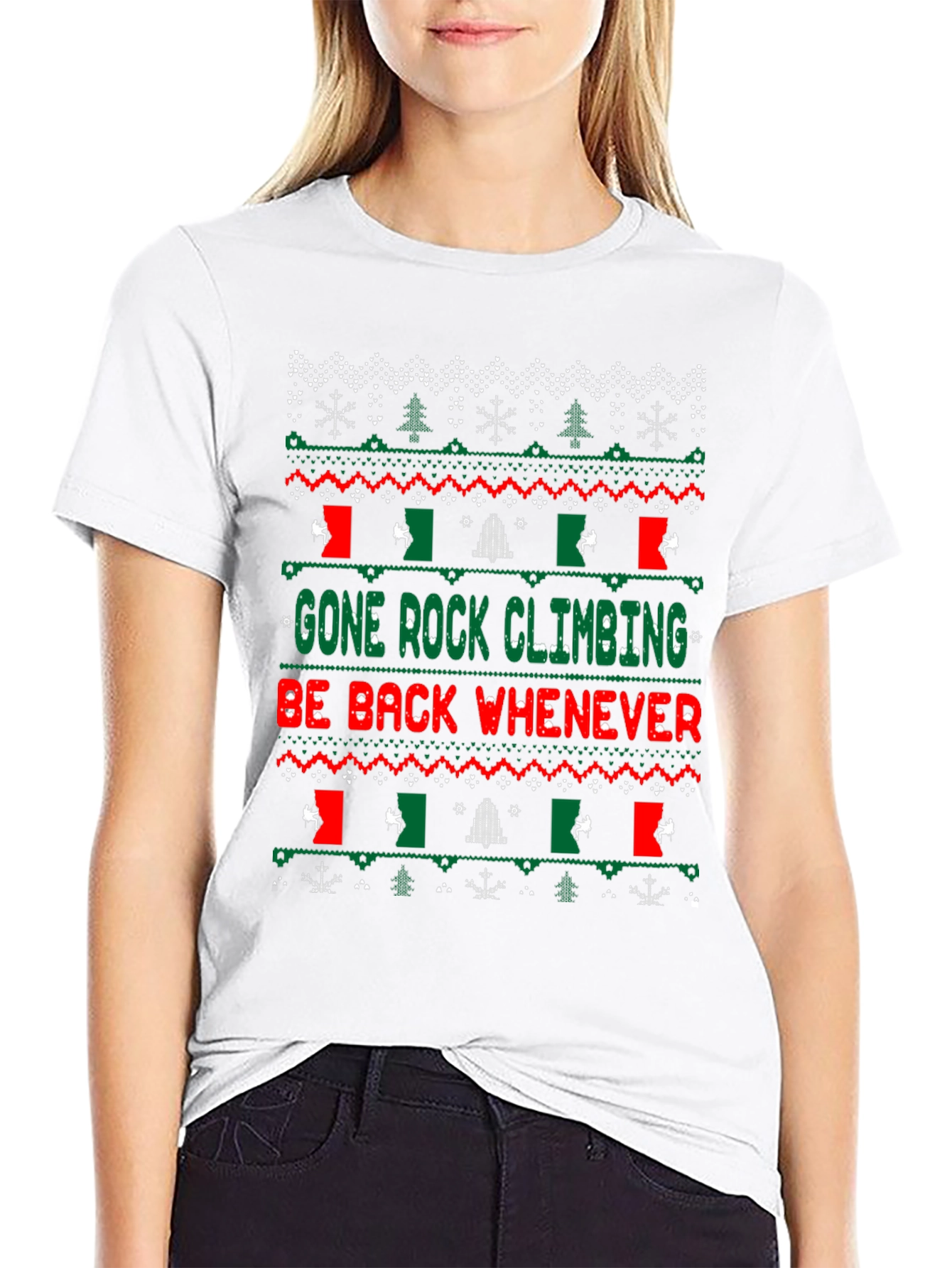 Gone Rock Climbing Ugly Christmas T-Shirt