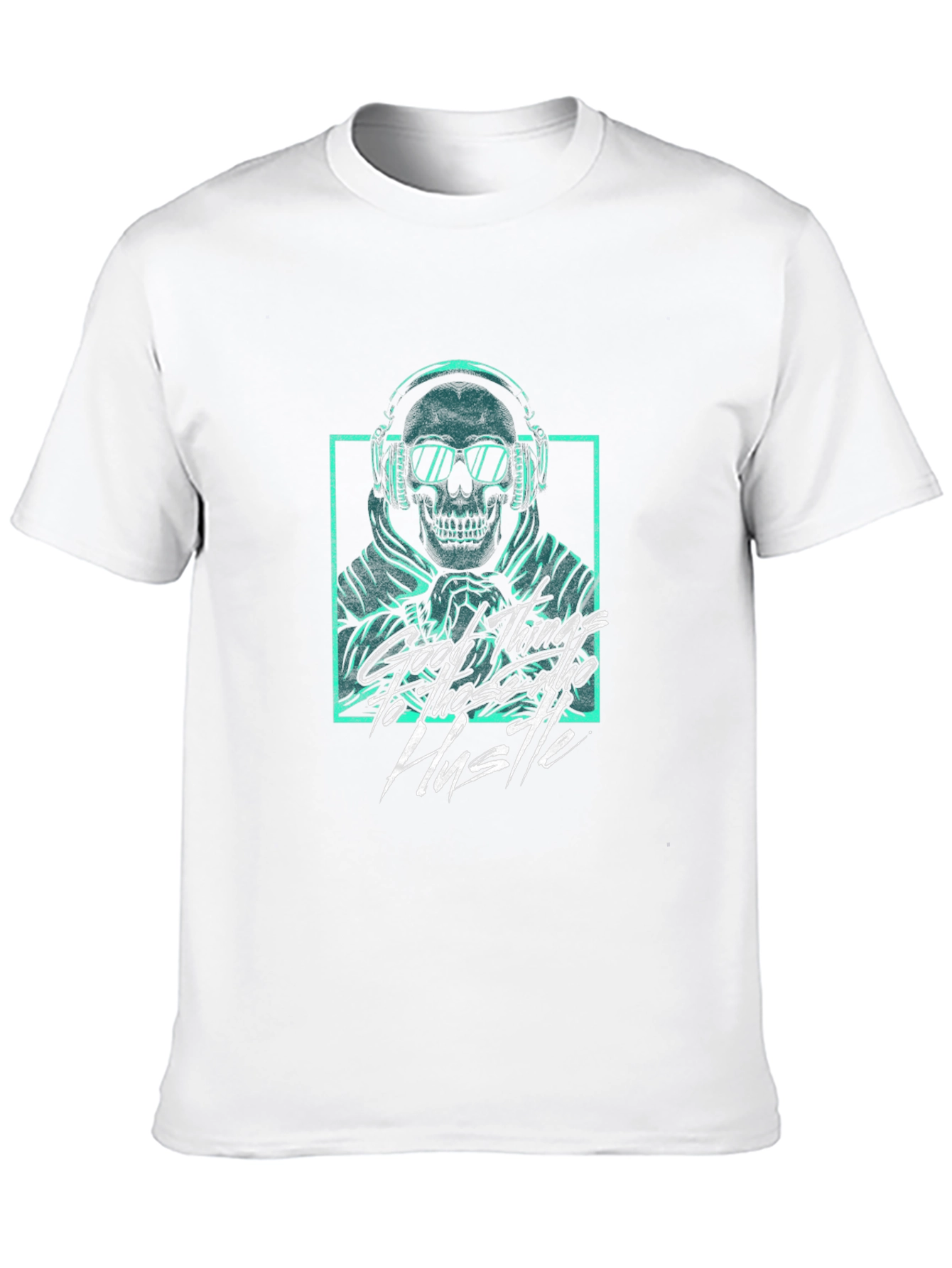 Skull Headphones Graphic Tee - Hustle Hard!