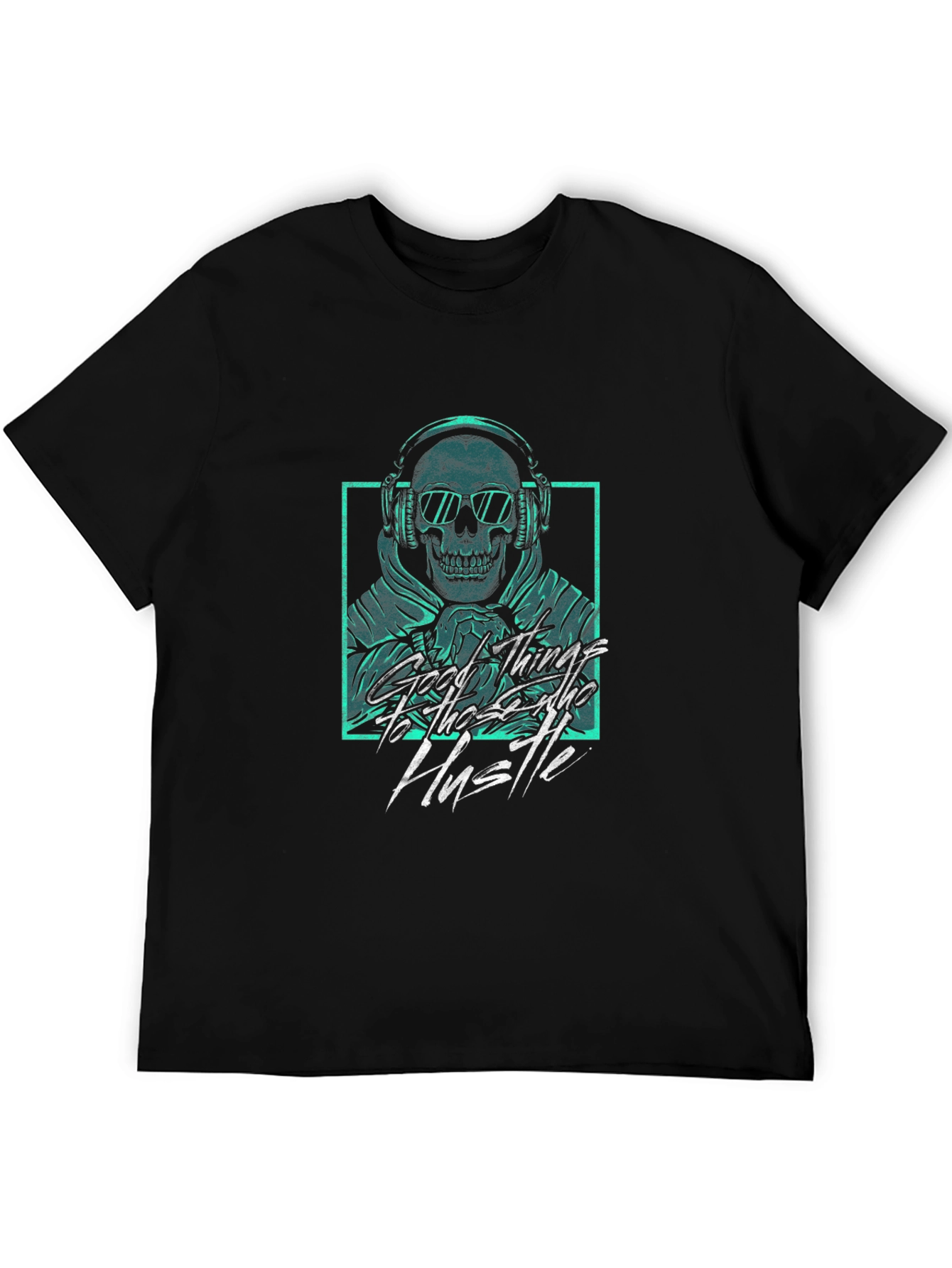 Skull Headphones Graphic Tee - Hustle Hard!