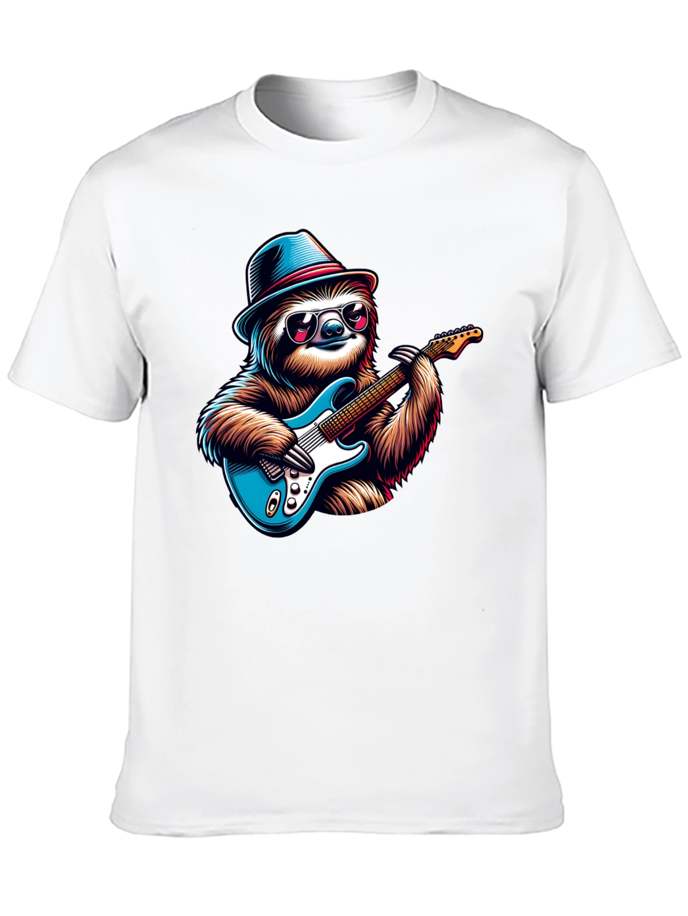 Sloth Guitar Player T-Shirt - Cool Graphic Tee