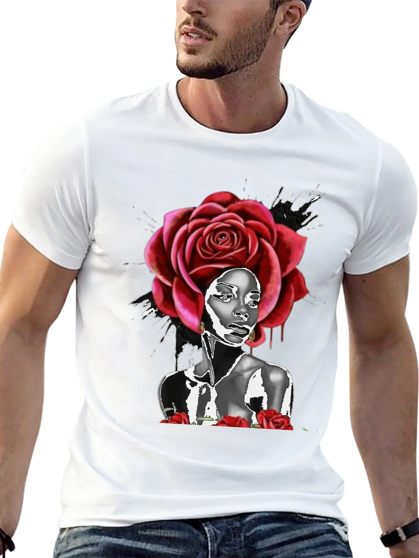 Rose Head Black T-Shirt