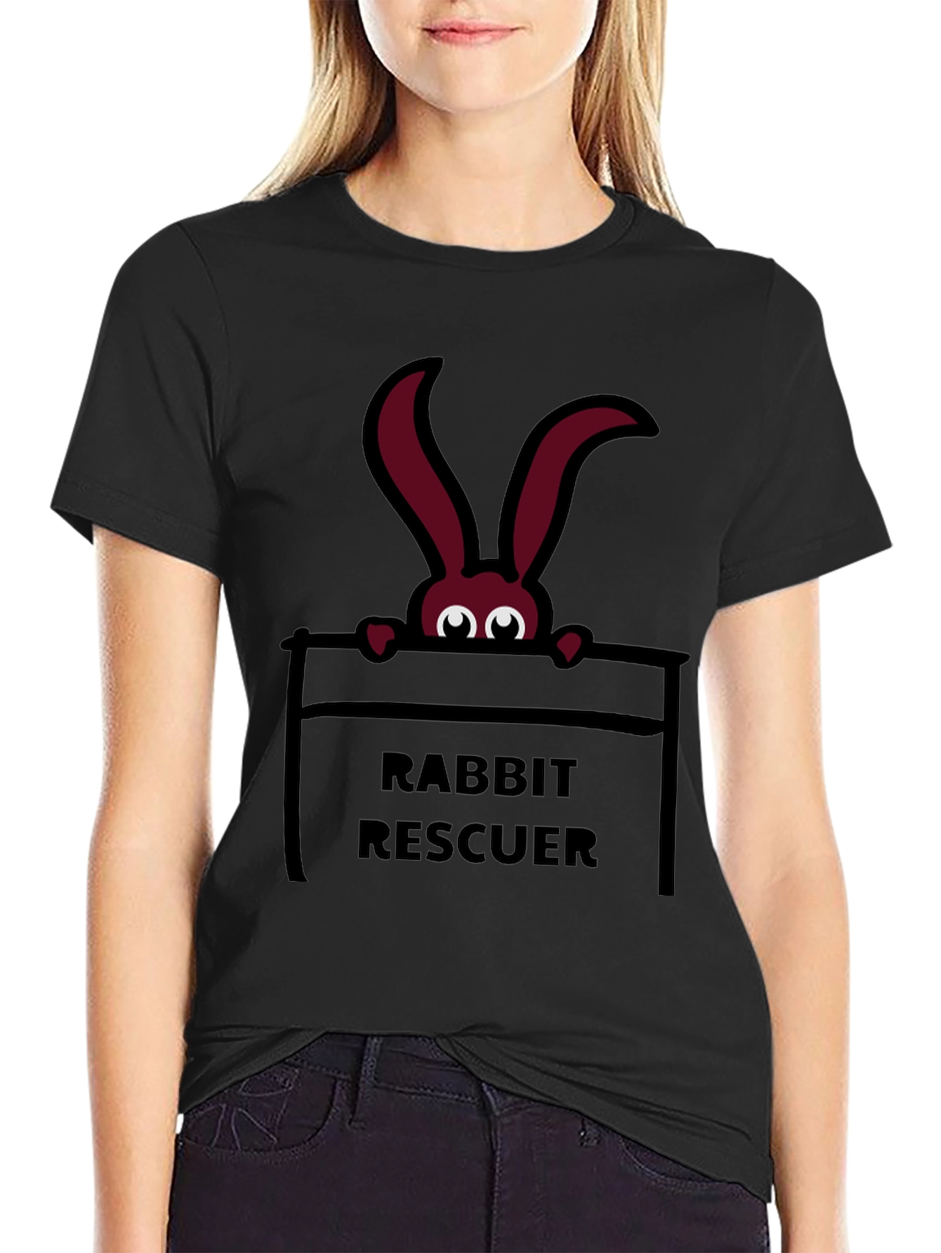 Rabbit Rescuer Graphic Tee - Black