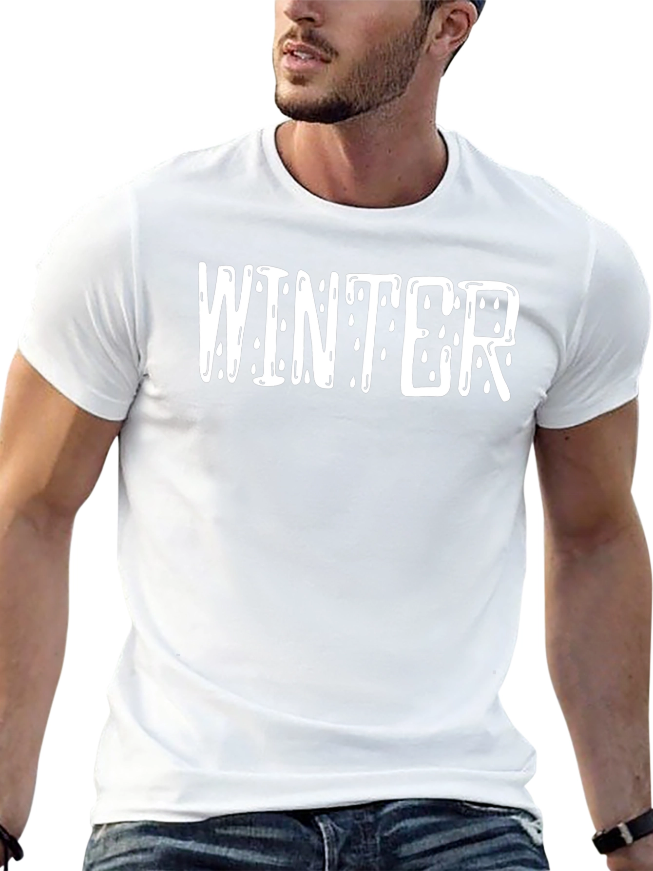 Winter Drip Graphic Tee - Black Cotton T-Shirt