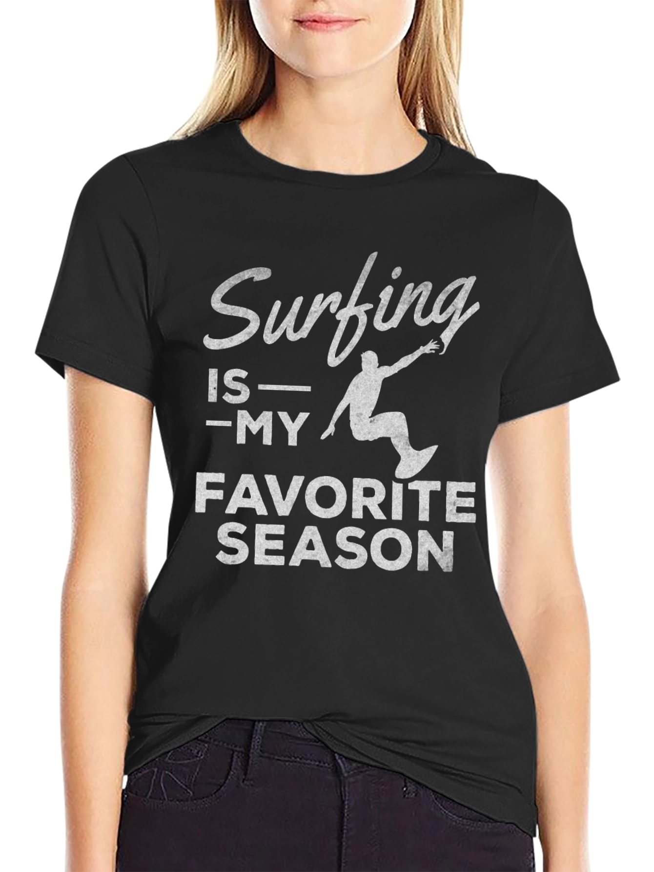 Surfing is My Favorite Season Black T-Shirt
