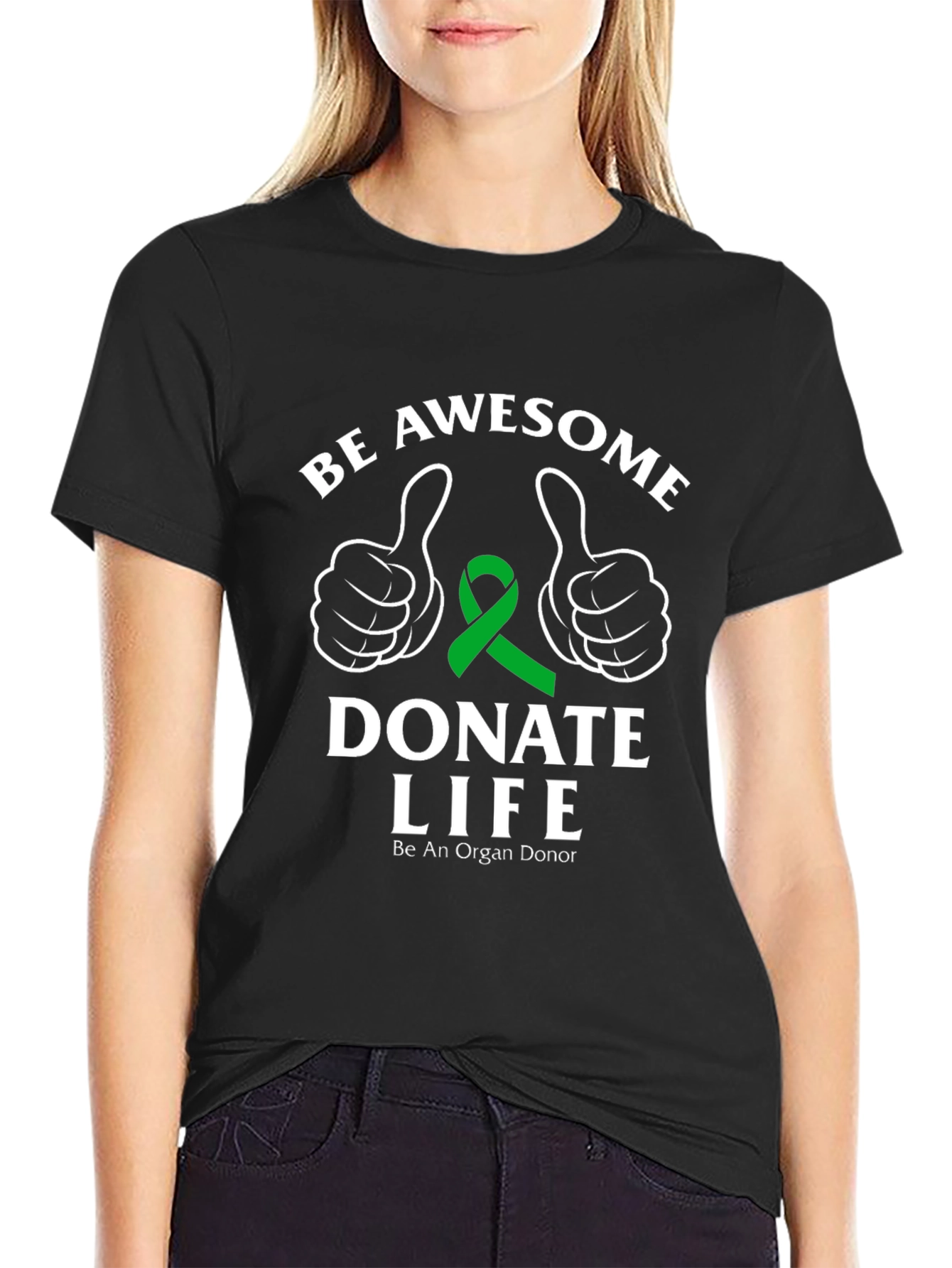 Be Awesome Donate Life Black T-Shirt
