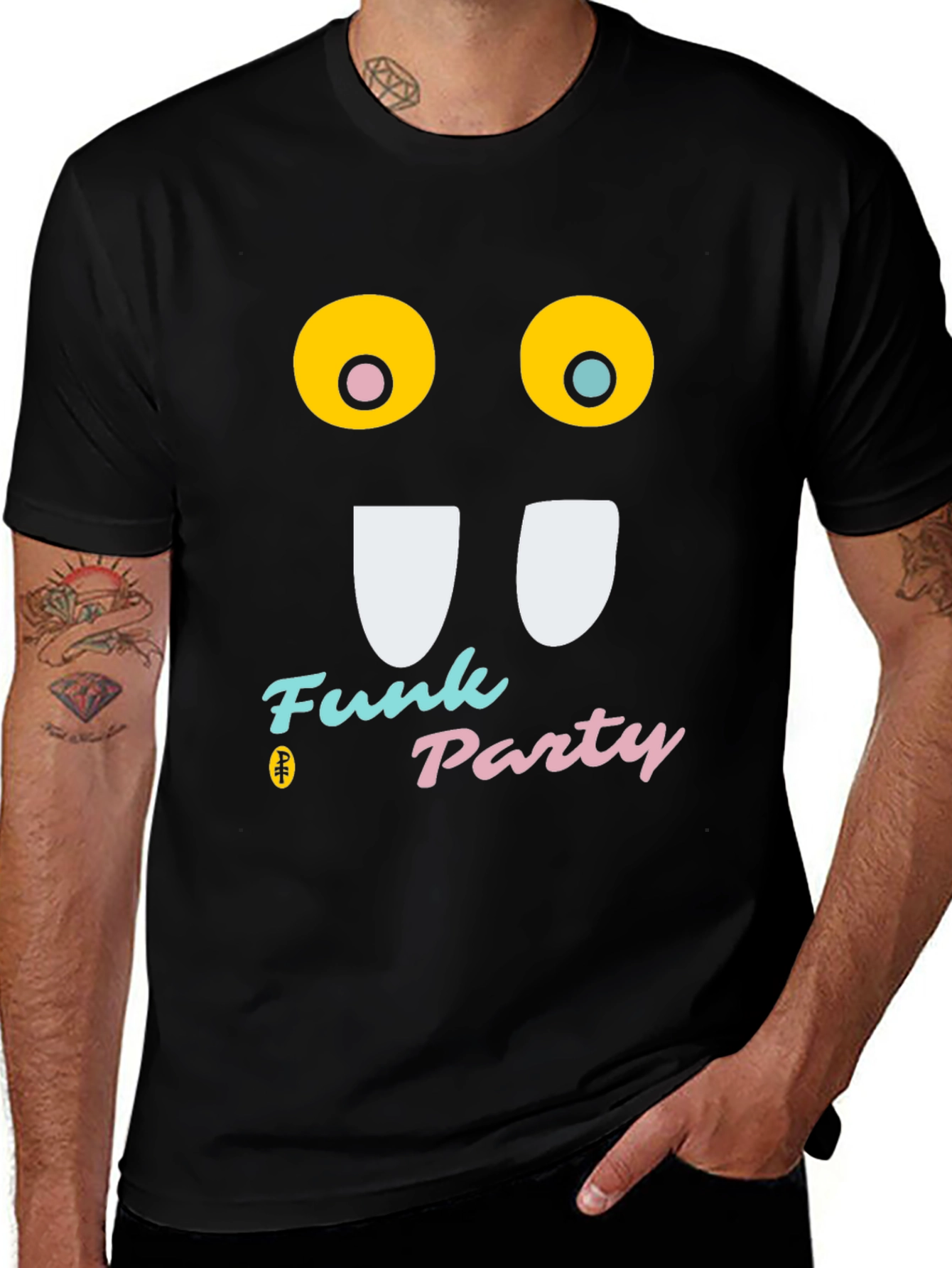 Funky Party Black T-Shirt - Graphic Novelty Tee