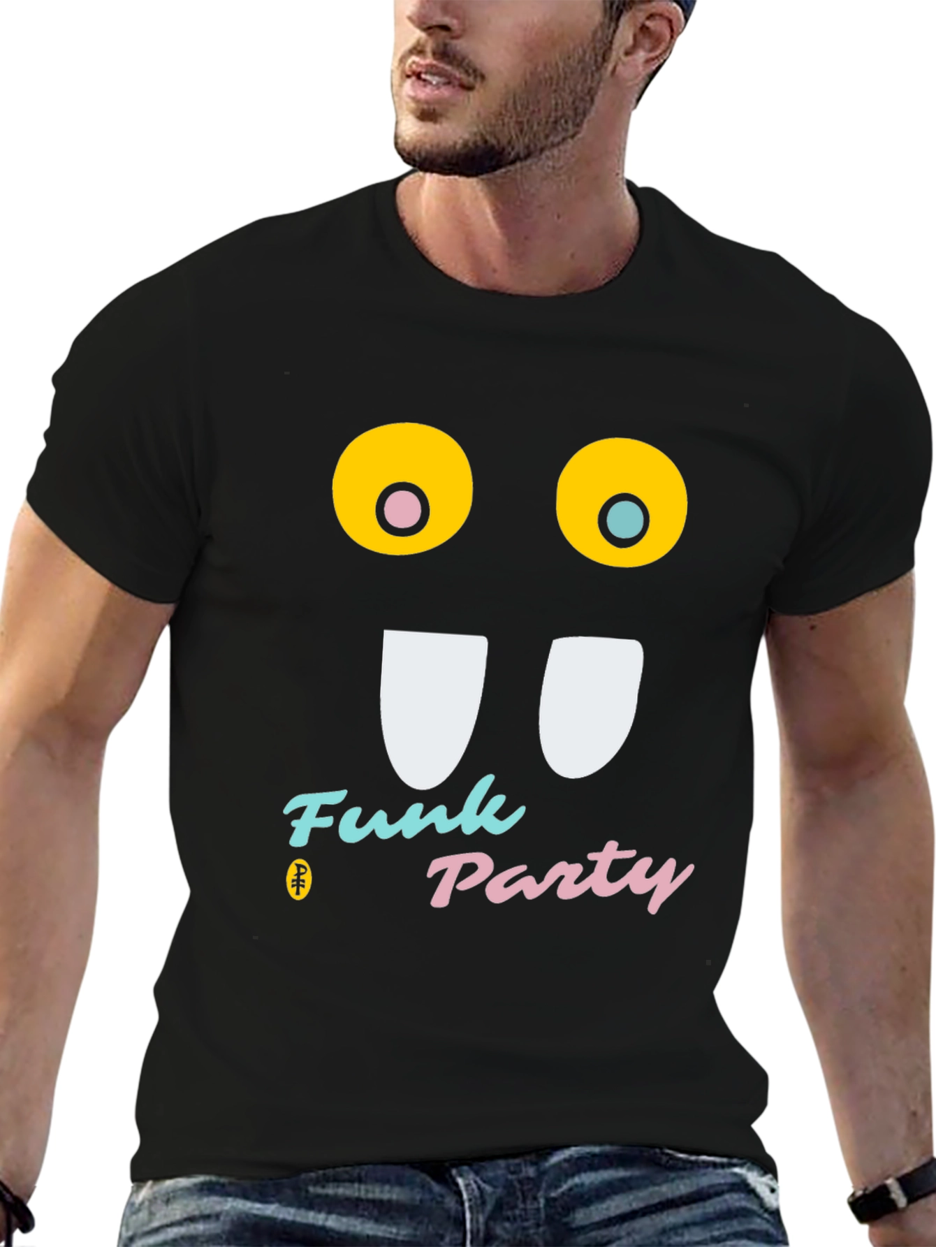 Funky Party Black T-Shirt - Graphic Novelty Tee