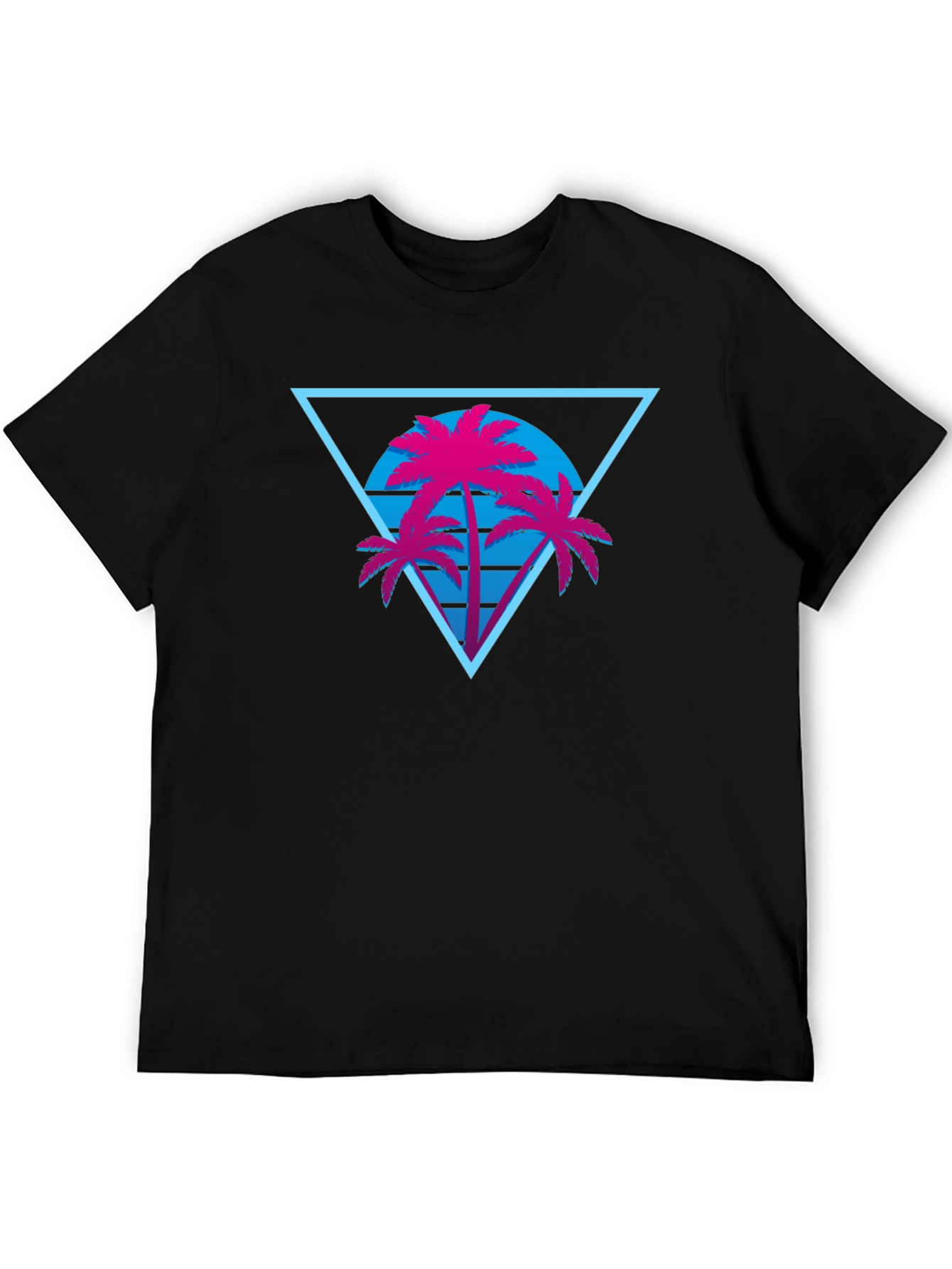 Retro Palm Tree Triangle Black T-Shirt