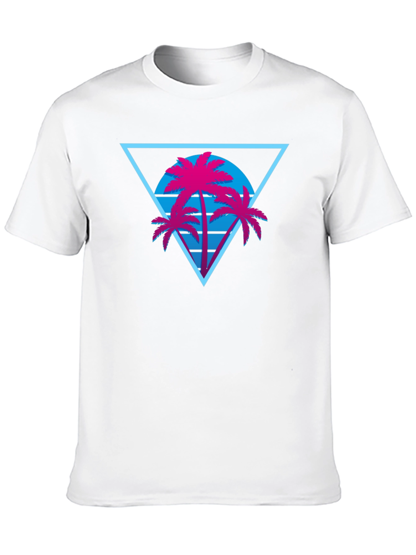 Retro Palm Tree Triangle Black T-Shirt