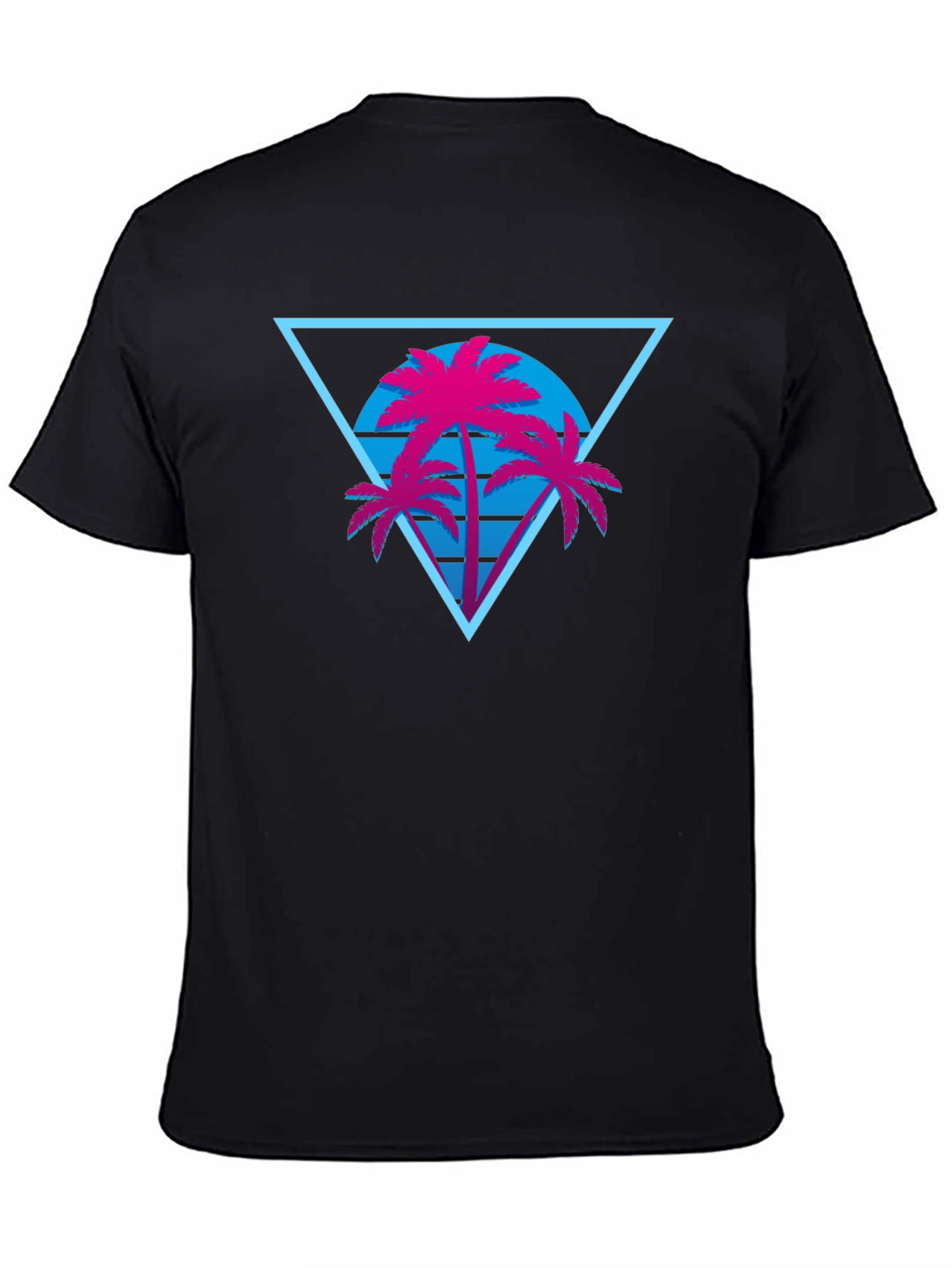 Retro Palm Tree Triangle Black T-Shirt