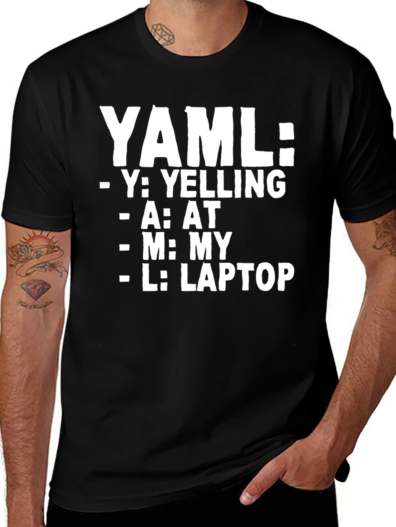YAML Laptop T-Shirt - Coding Humor