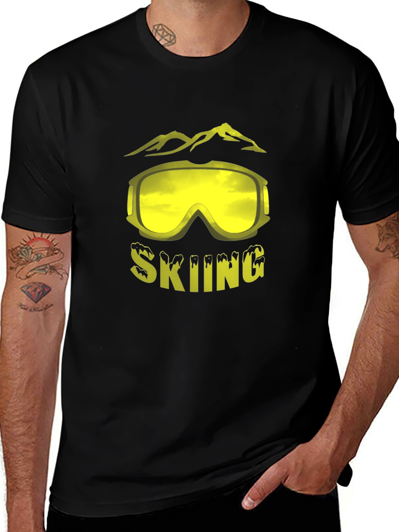 Skiing Graphic Tee - Mountain Goggles Design