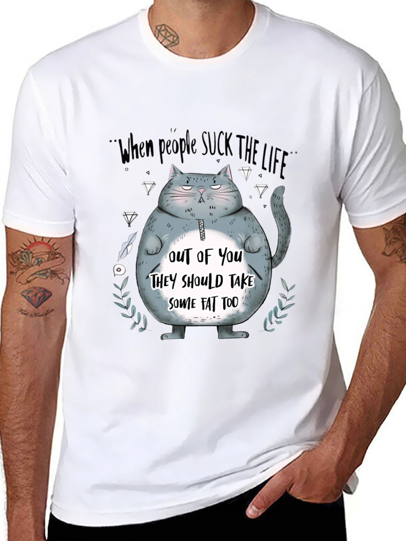 Humorous Cat T-Shirt - Suck the Life
