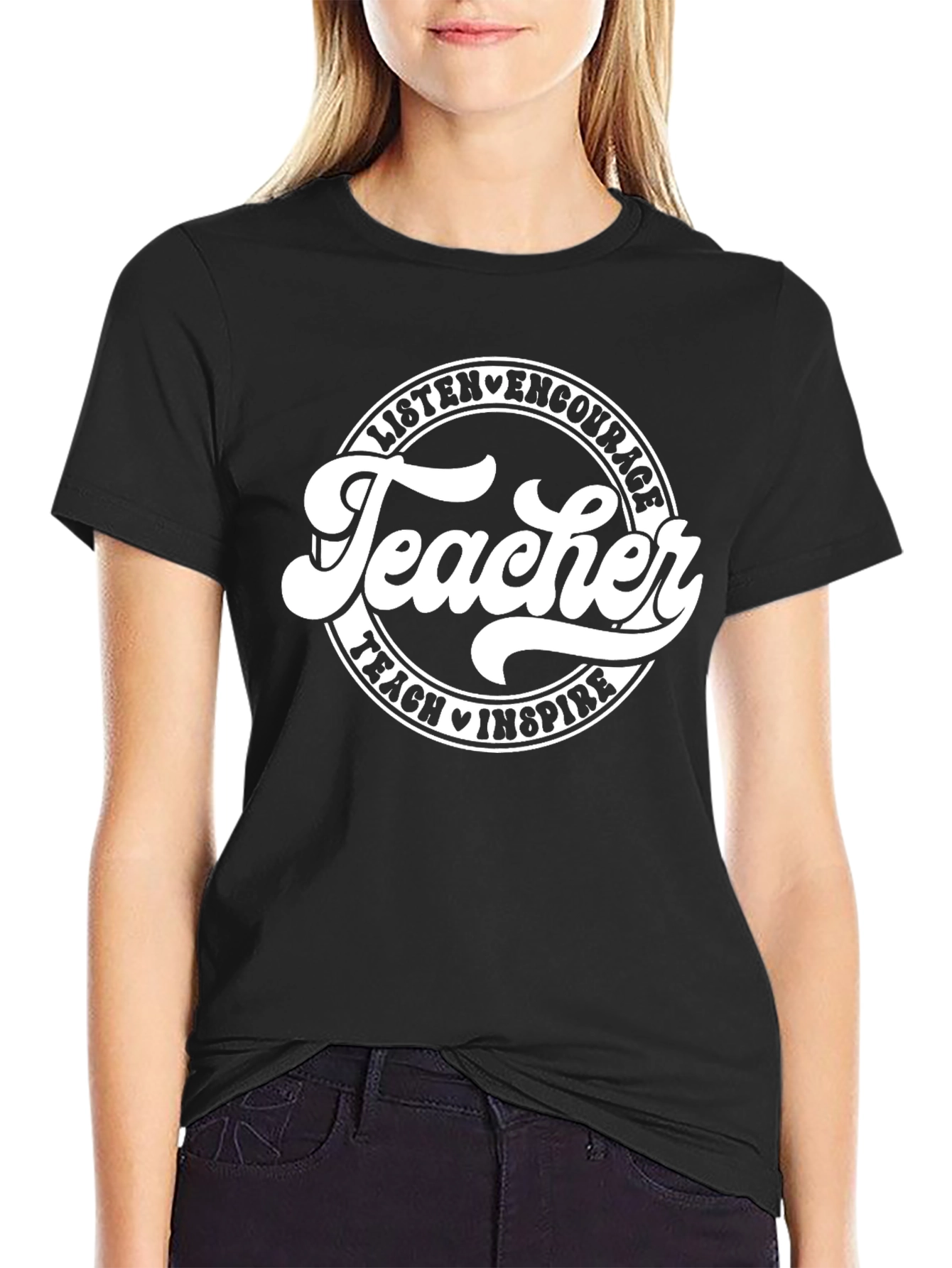 Teacher Inspire Black Graphic Tee