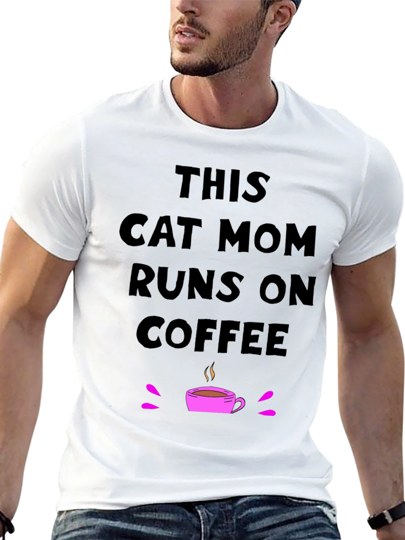 This Cat Mom Runs on Coffee T-Shirt
