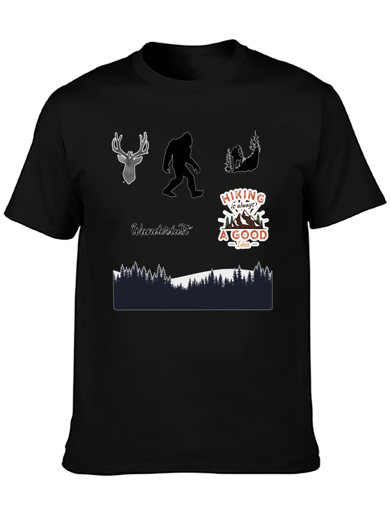 Adventure Graphic Tee - Hiking Bigfoot Design