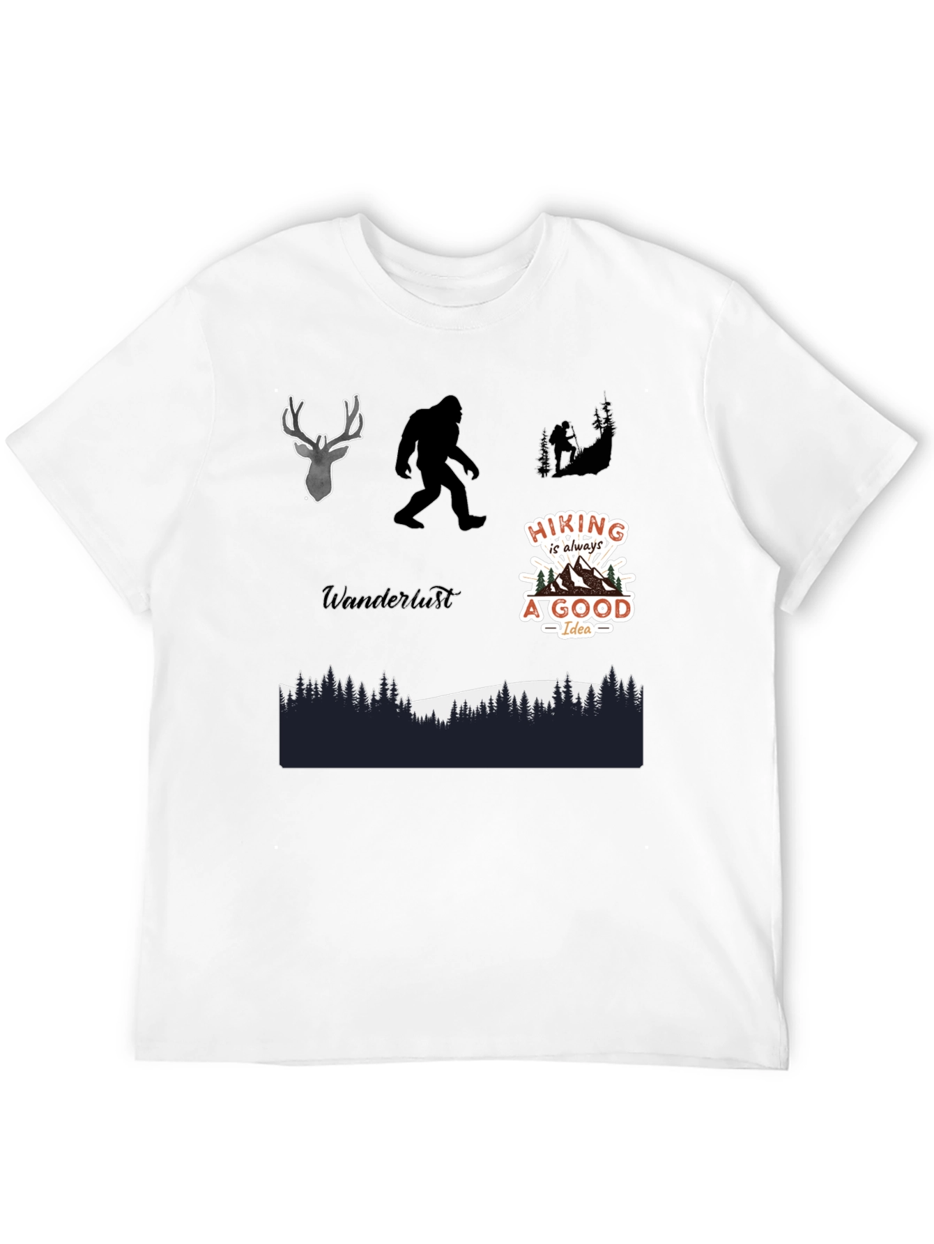Adventure Graphic Tee - Hiking Bigfoot Design