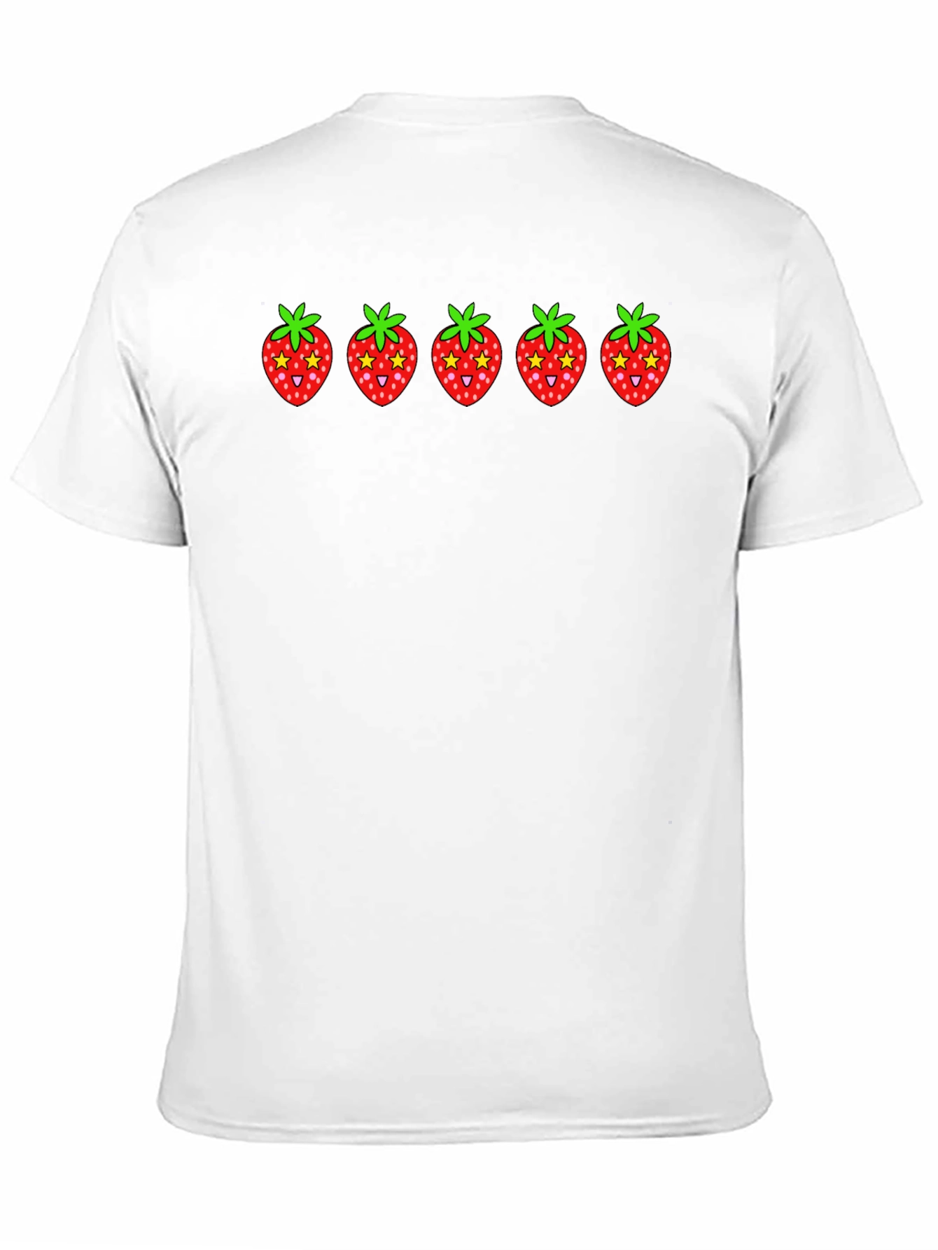 Strawberry Print Black Cotton T-Shirt