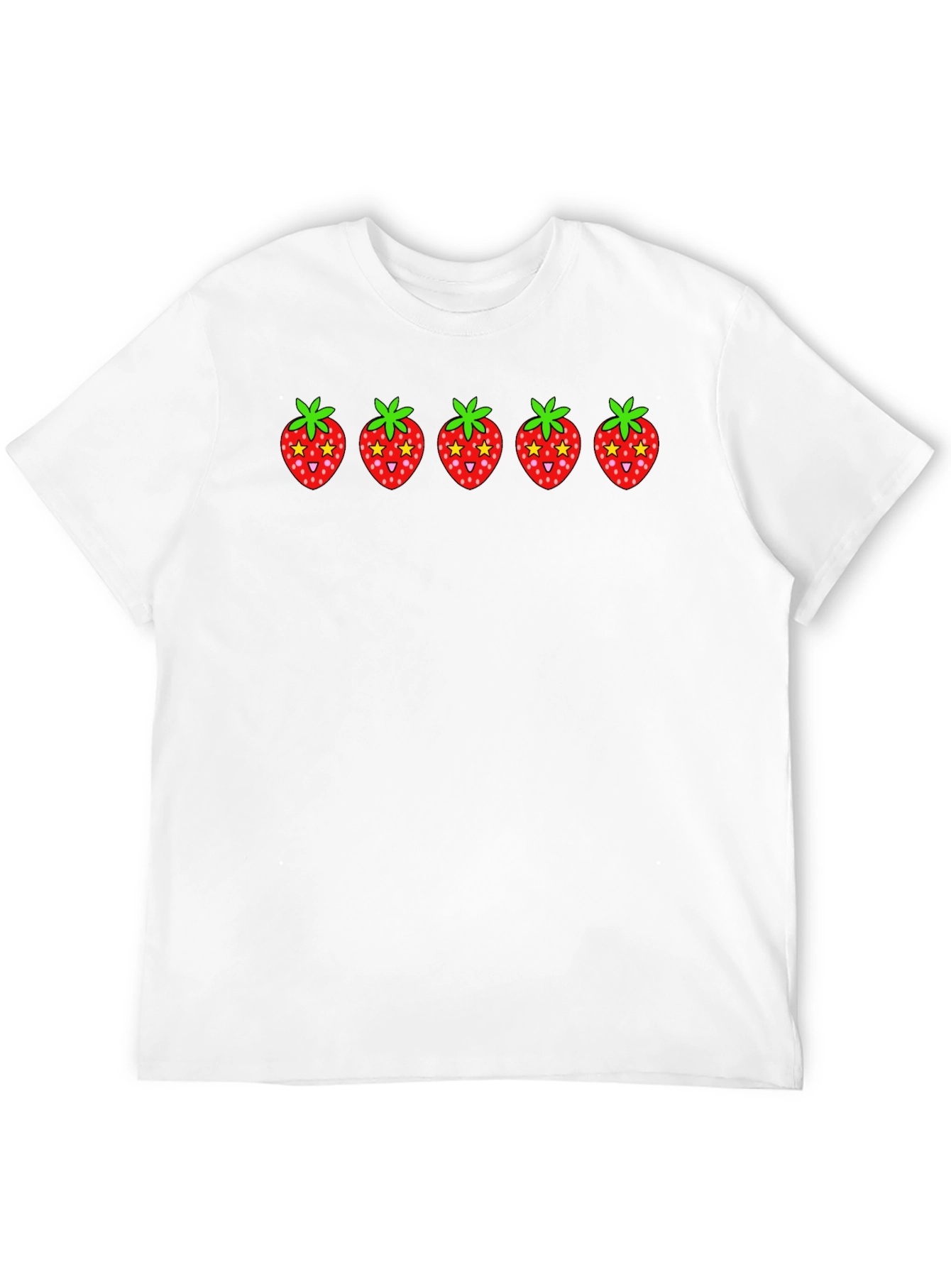 Strawberry Print Black Cotton T-Shirt