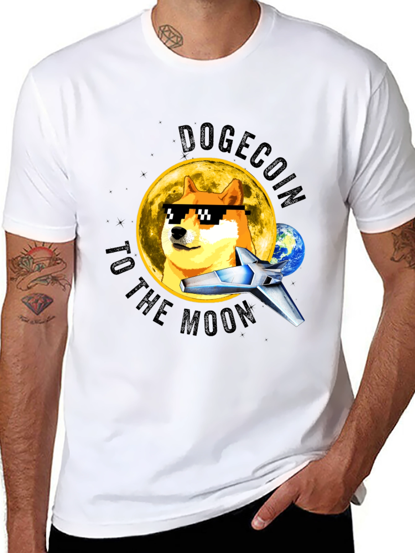 DogeCoin to the Moon Black T-Shirt