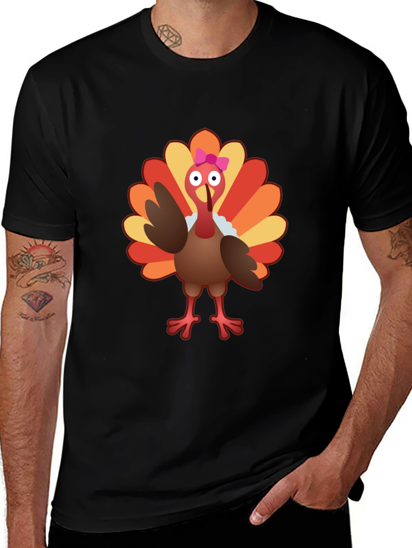 Cute Turkey Graphic Tee - Thanksgiving Shirt