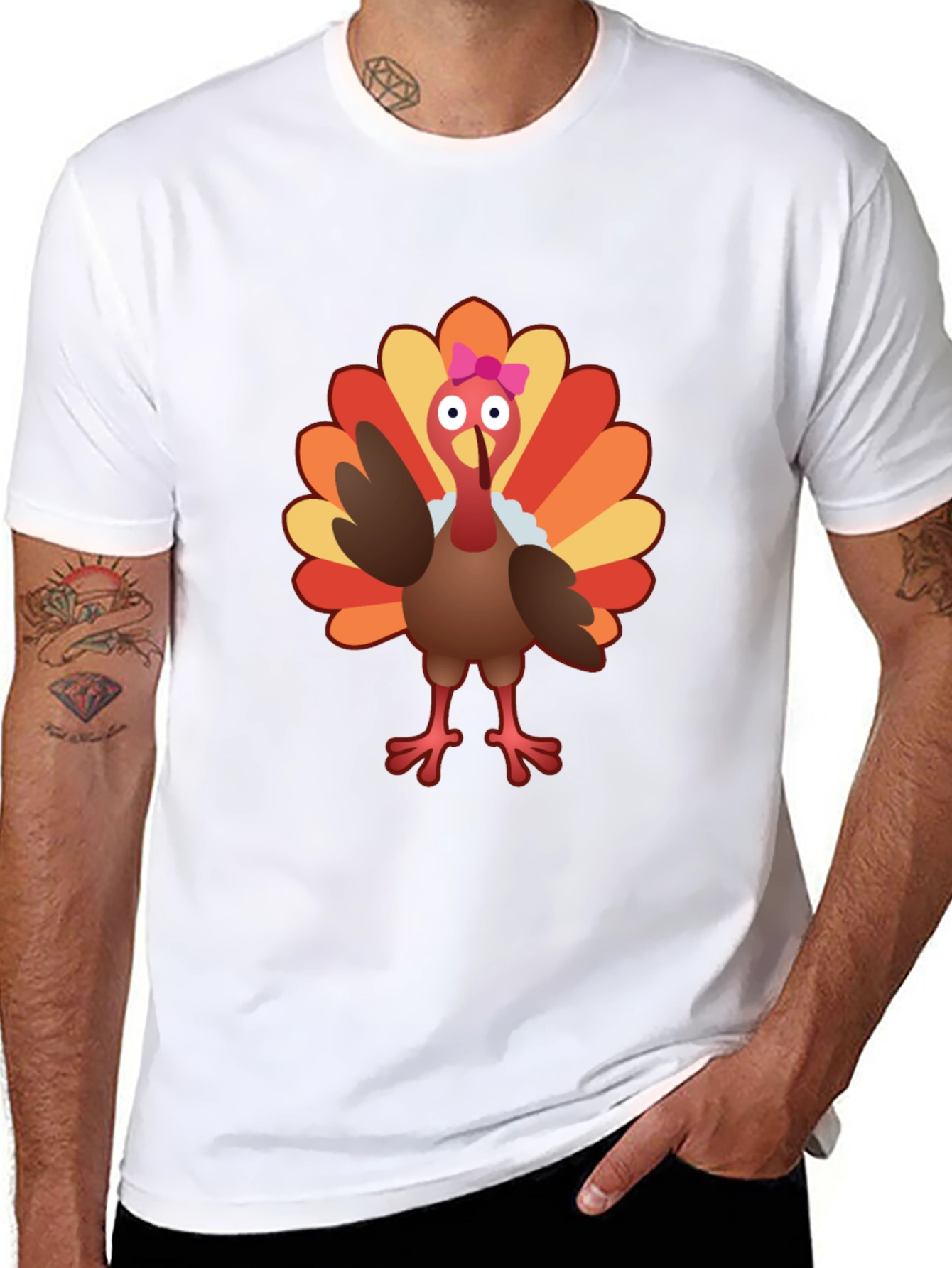 Cute Turkey Graphic Tee - Thanksgiving Shirt