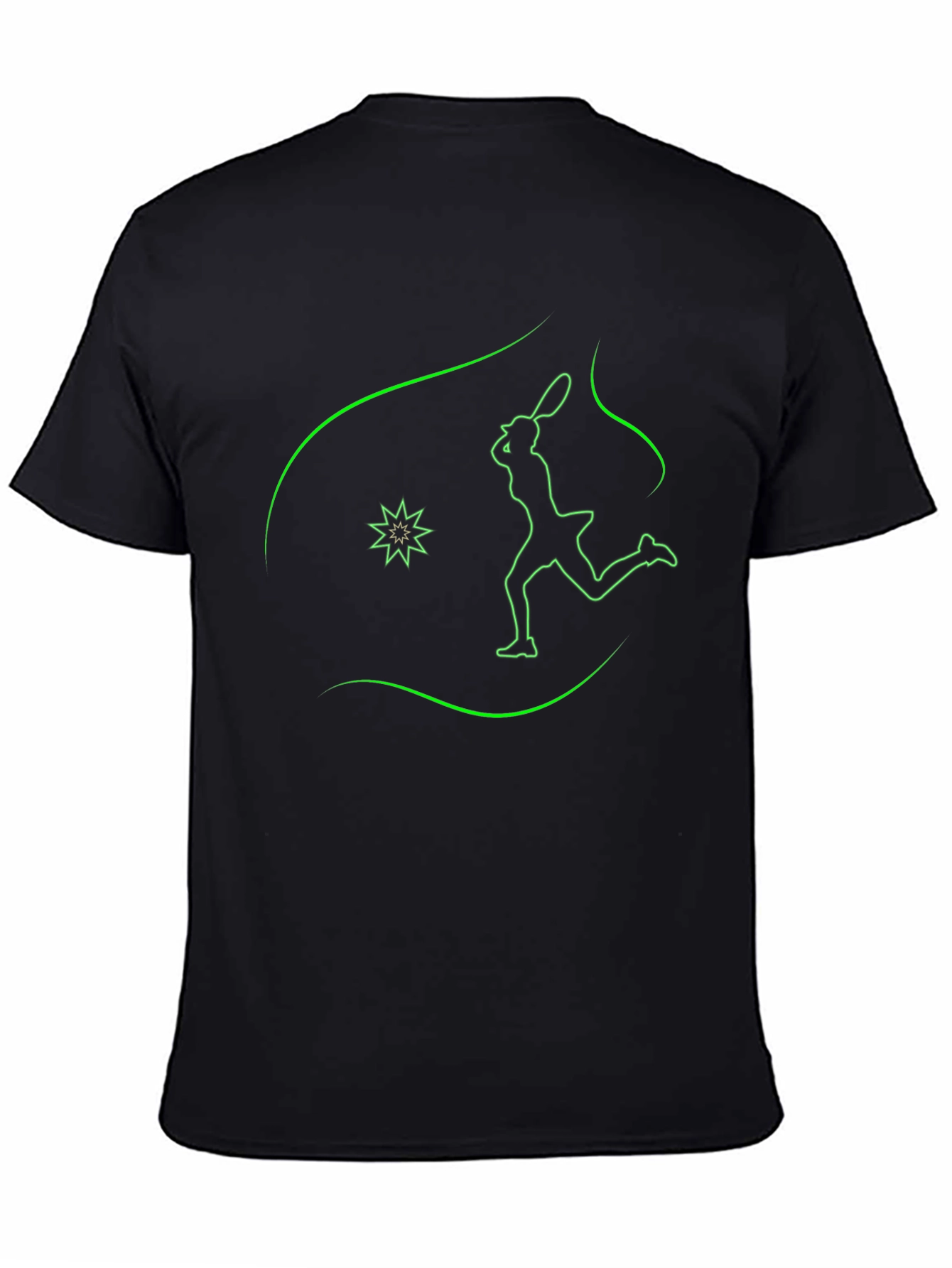 Neon Tennis Player Graphic Tee - Black