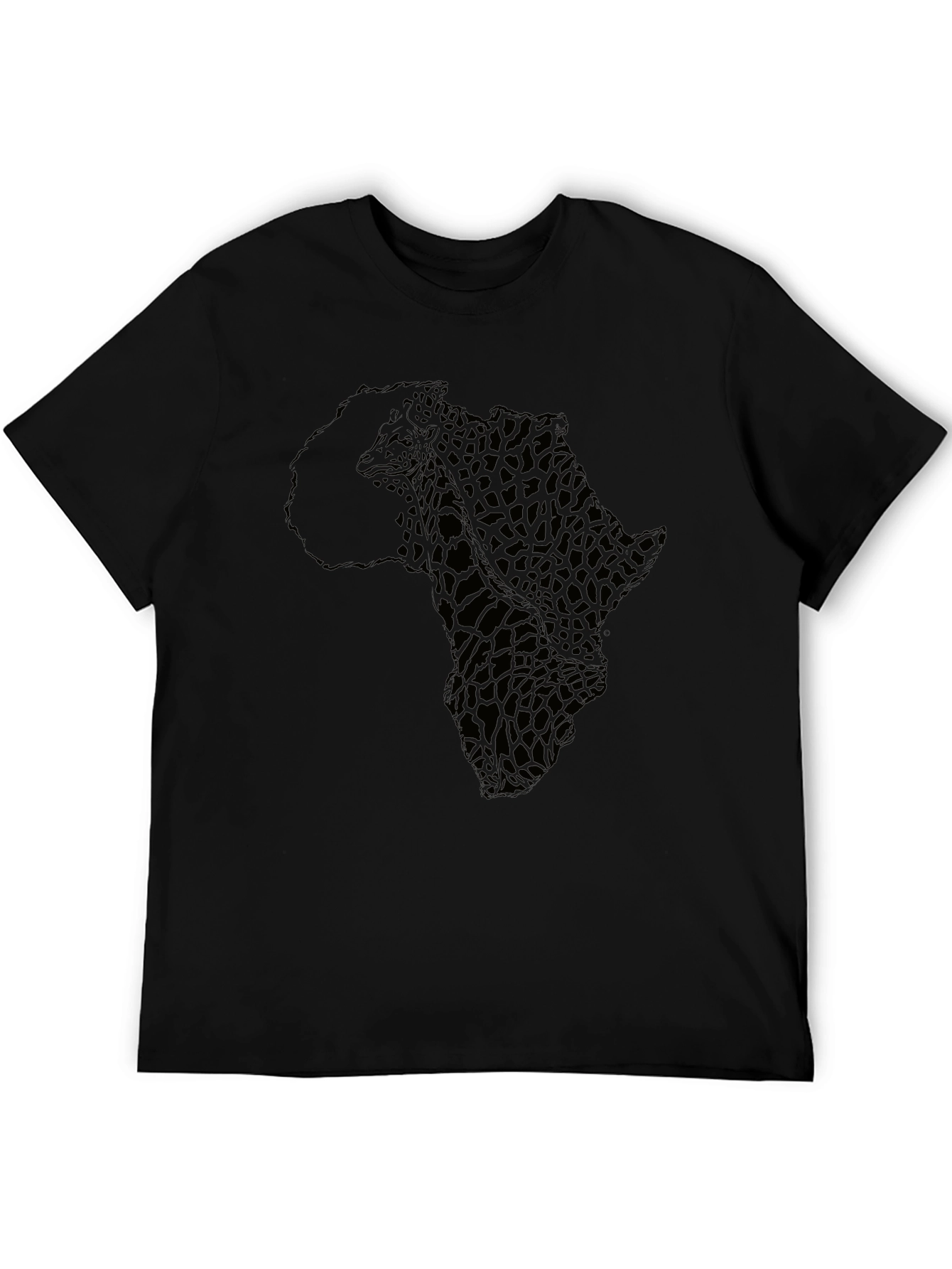 Africa Giraffe Print Black T-Shirt