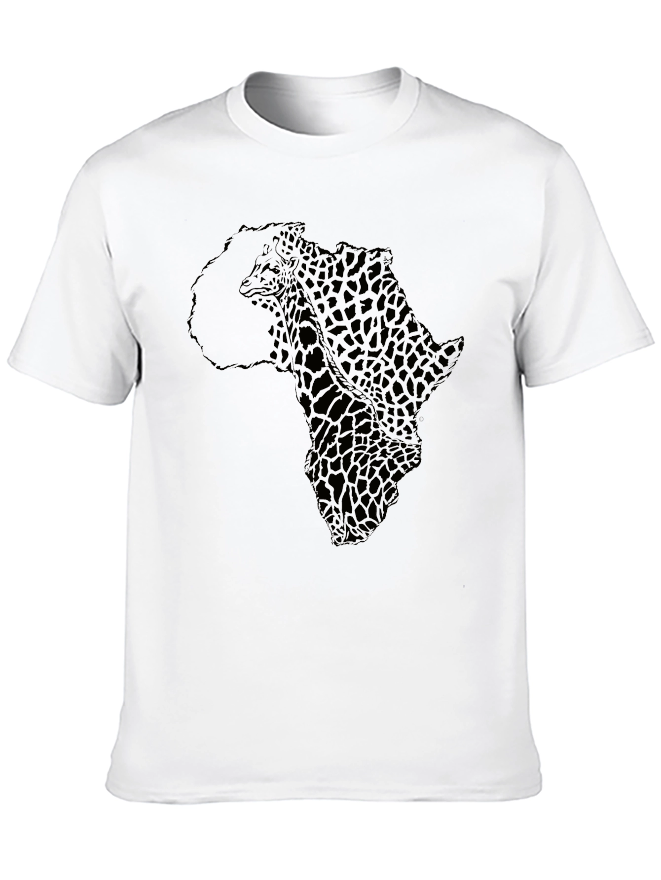 Africa Giraffe Print Black T-Shirt