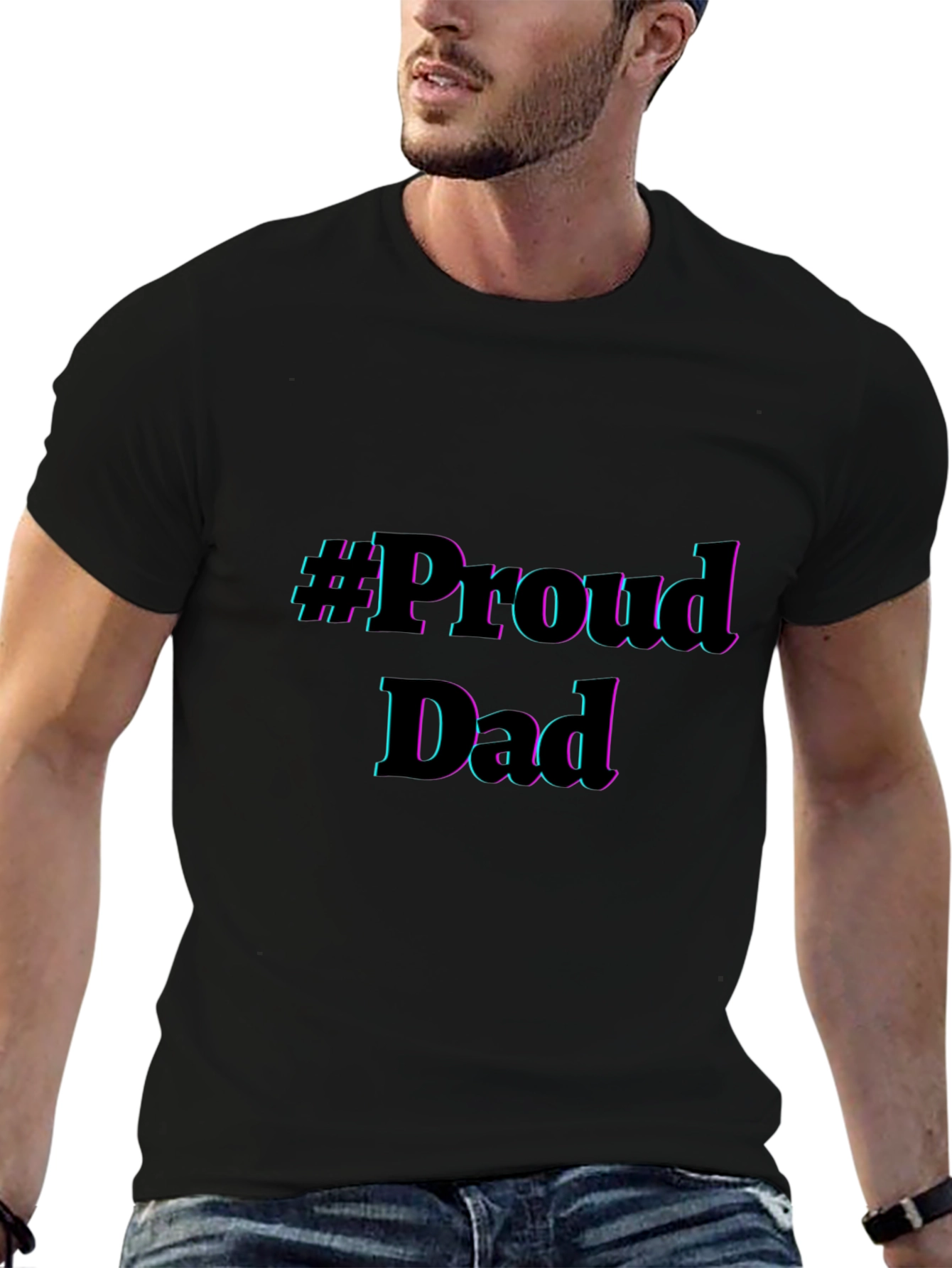 Proud Dad Graphic Tee - Black Cotton T-Shirt