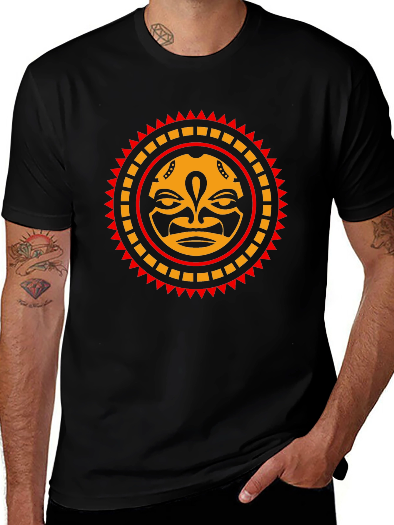 Tribal Sun Face Graphic Tee