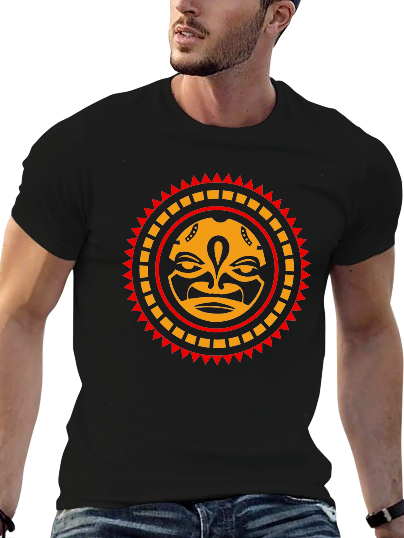 Tribal Sun Face Graphic Tee