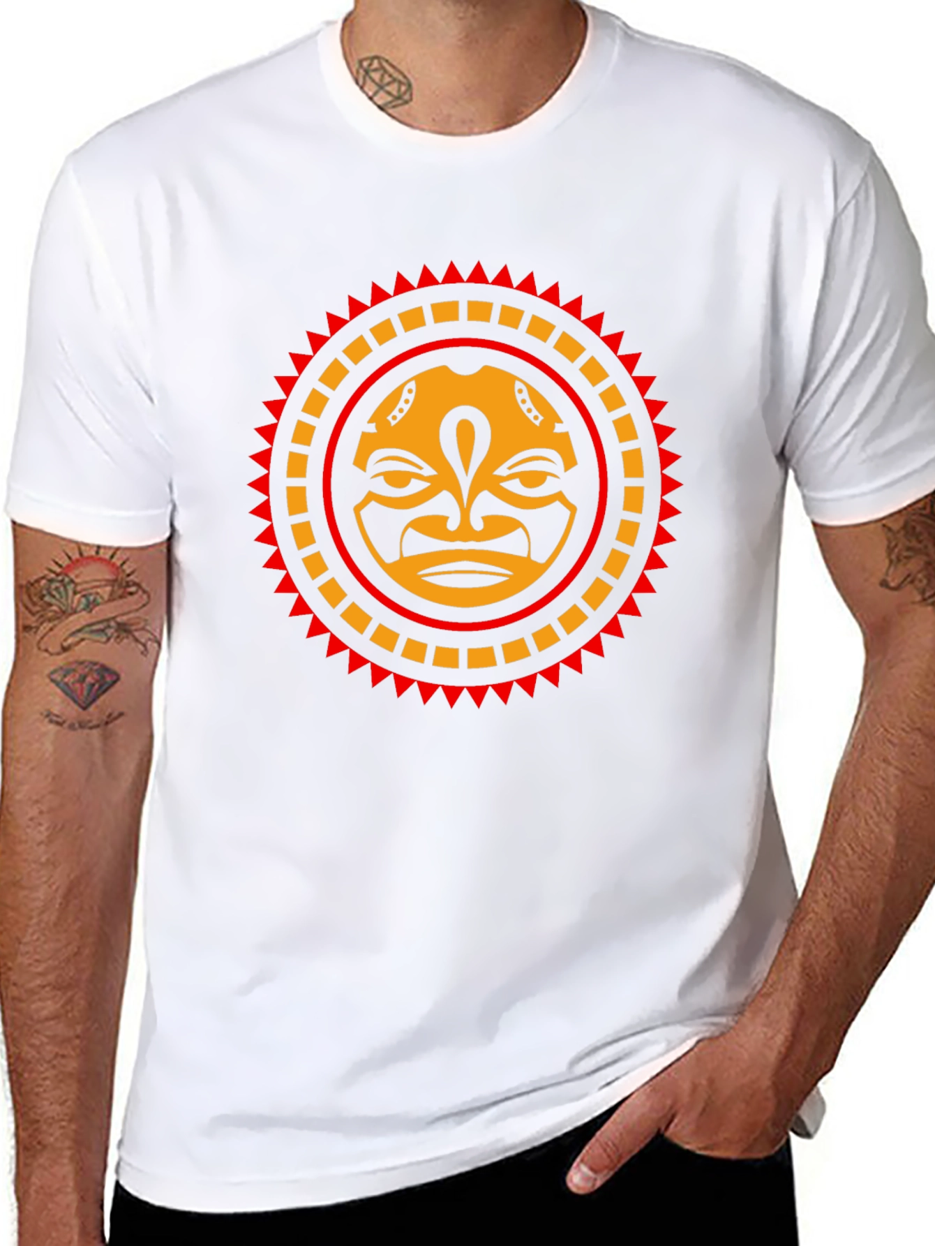 Tribal Sun Face Graphic Tee