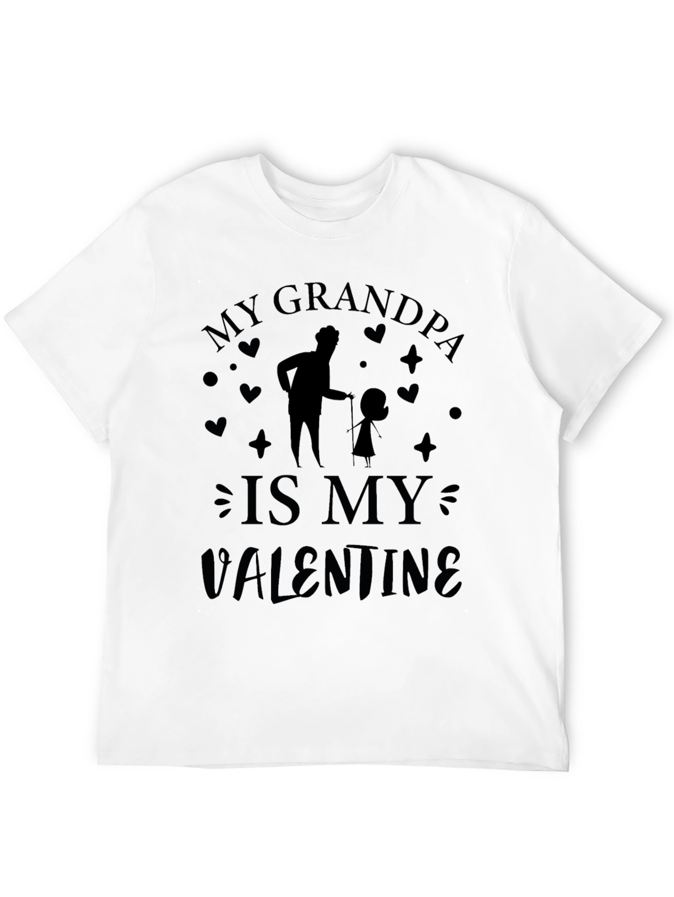 My Grandpa is My Valentine Black Graphic T-Shirt