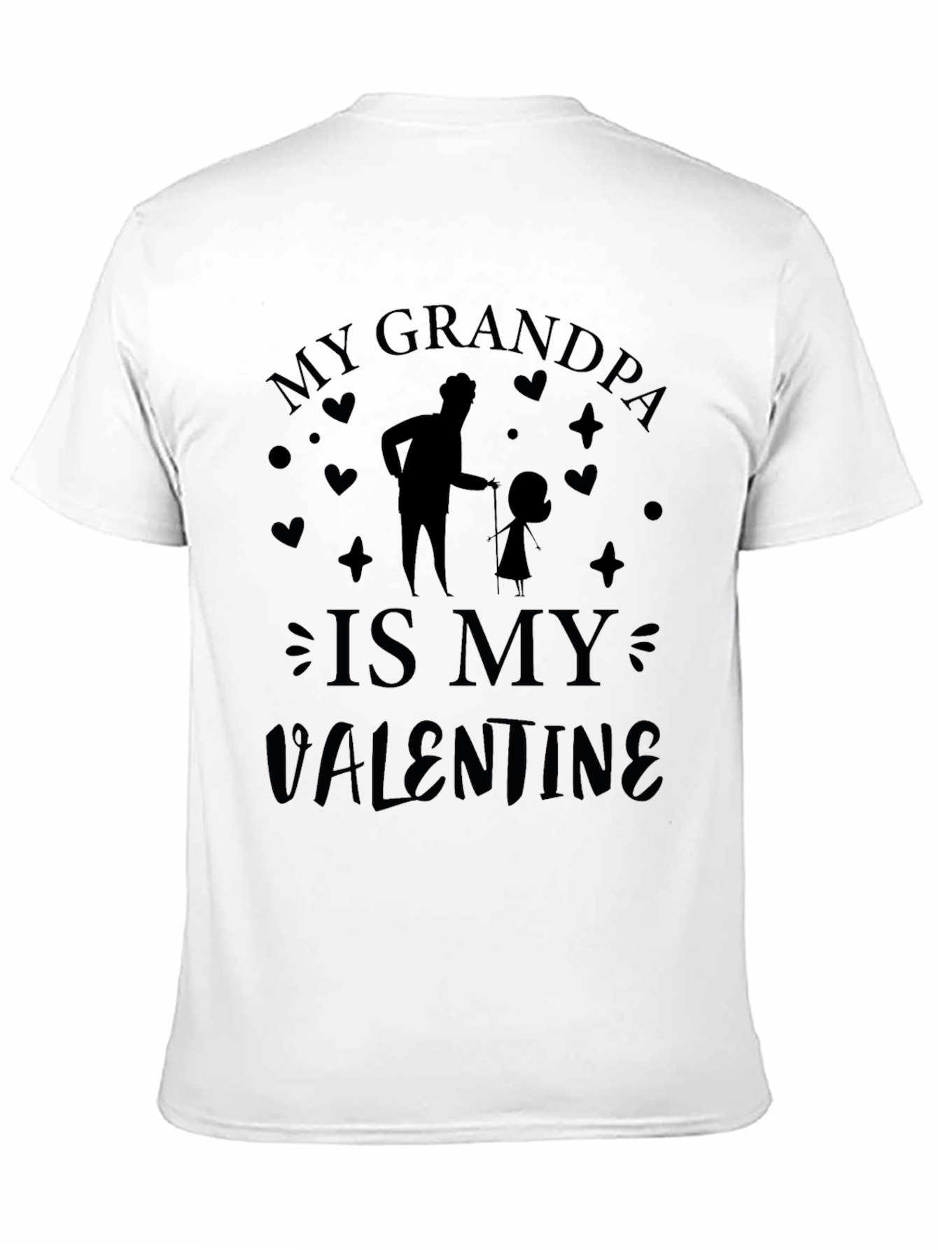 My Grandpa is My Valentine Black Graphic T-Shirt